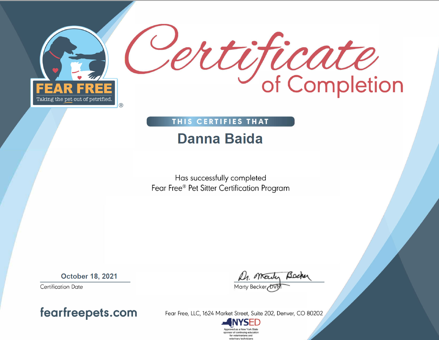 Danna Baida - Fear Free Certified Professional (Pet Sitter)
