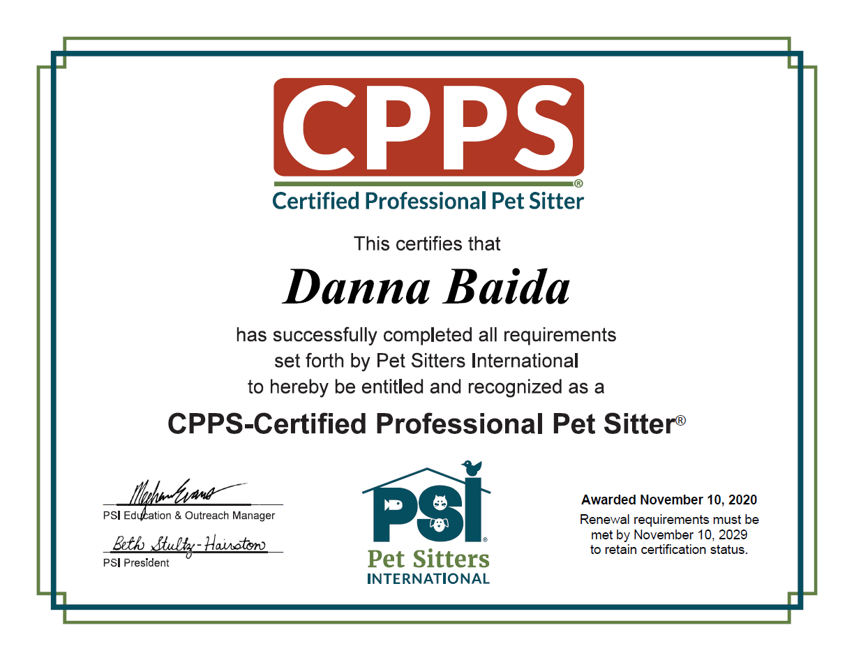 Danna Baida - Certified Professional Pet Sitter
