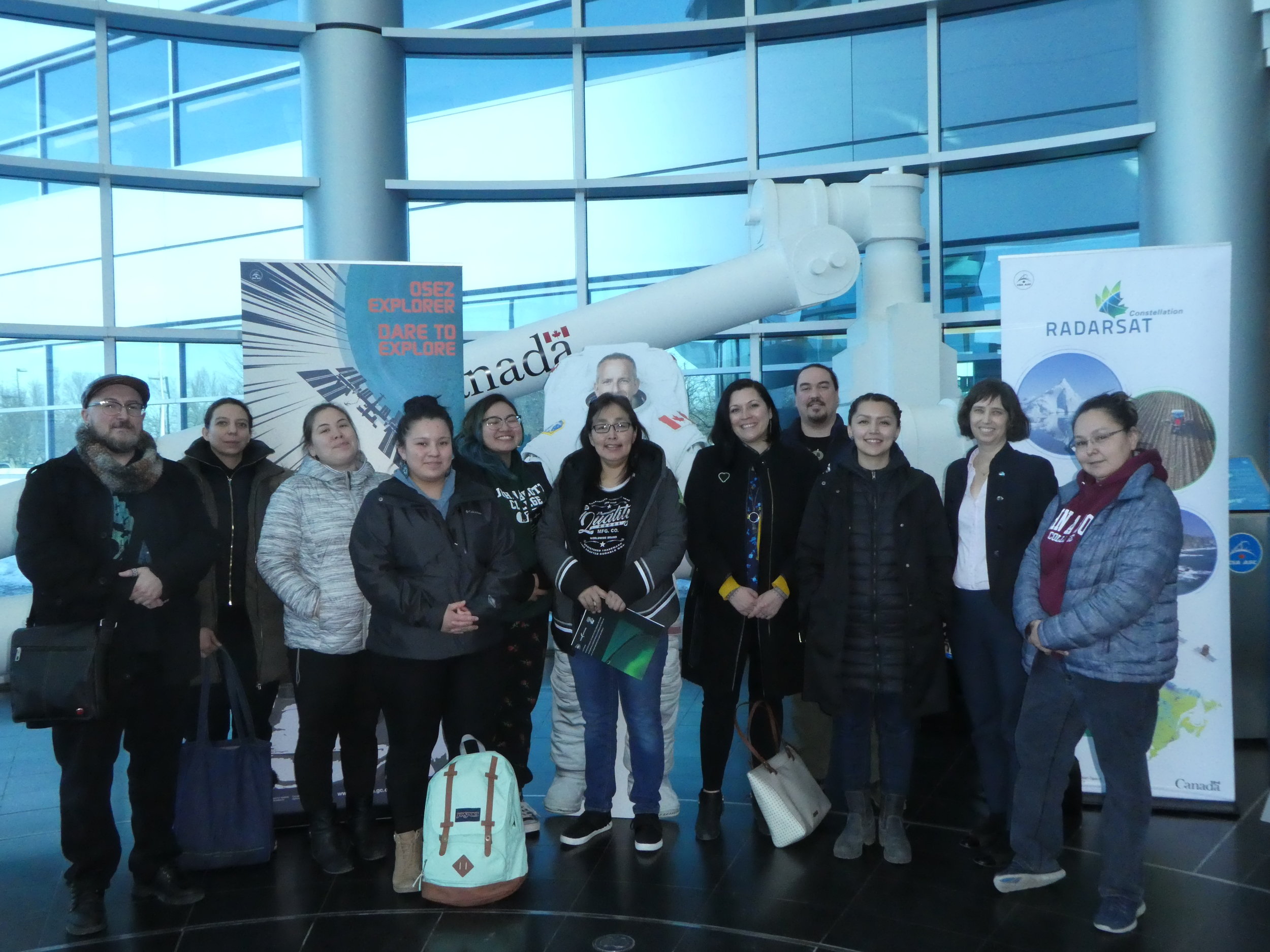  Visit to the Canadian Space Agency with CEGEP Nunavik Sivunitsavut students, Dr. Heather Igloliorte and artists Glenn Gear, Jesse Tungilik, March 25, 2019. 