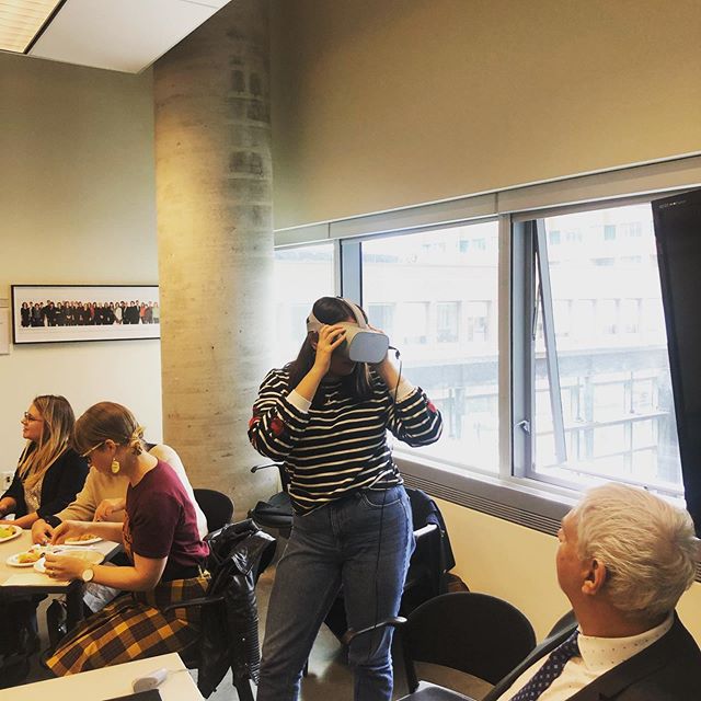  Emily Henderson trying out VR from Knowledge One during the Second Annual Gathering at Concordia University, Montreal, QC, October 2019. Photo courtesy of Heather Igloliorte. 
