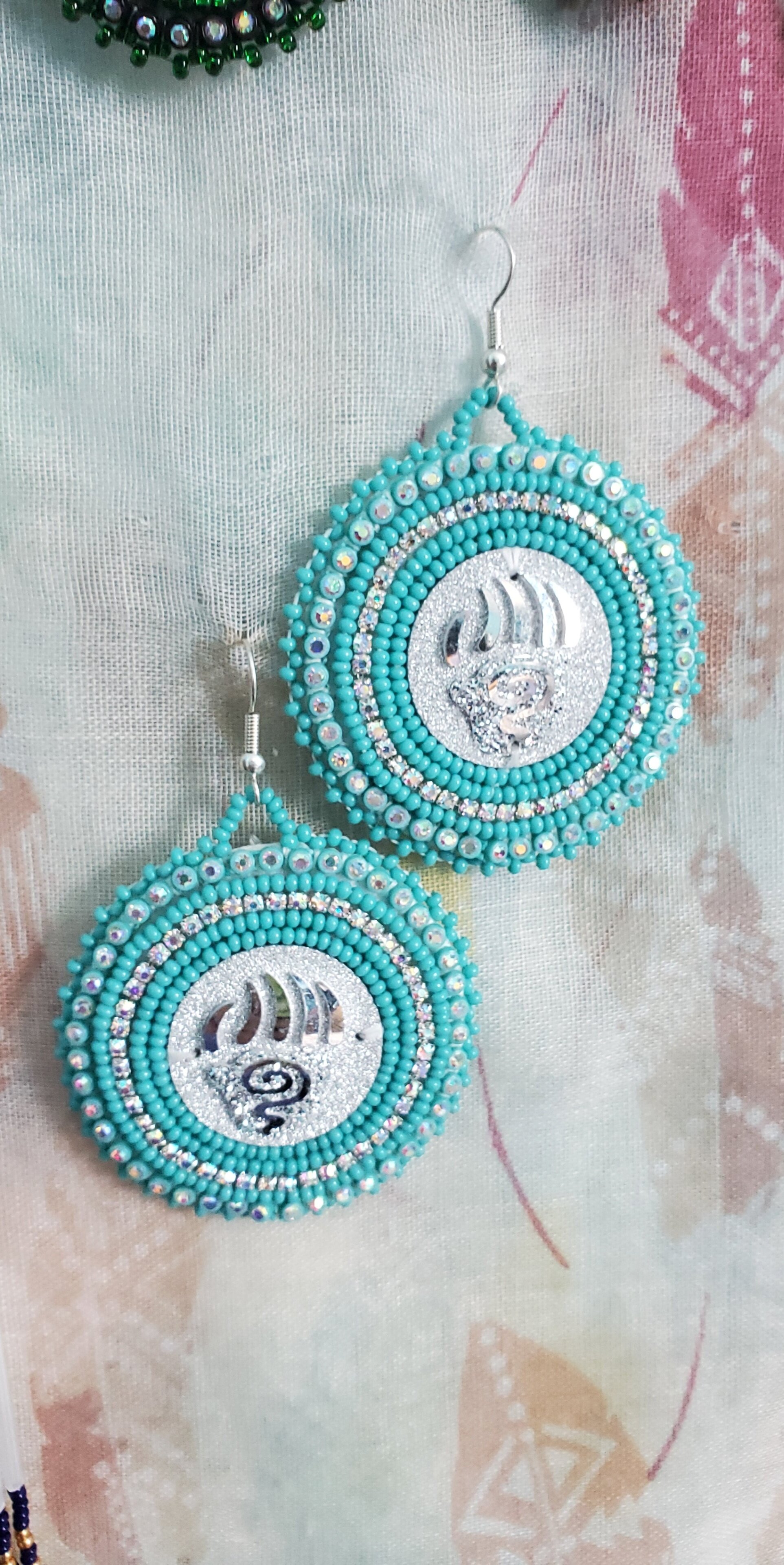 Cyan turtle beaded earrings! These are now available on my website! Link in  bio! #beadwork #beadedearrings #beadedearringsforsale #beade... | Instagram