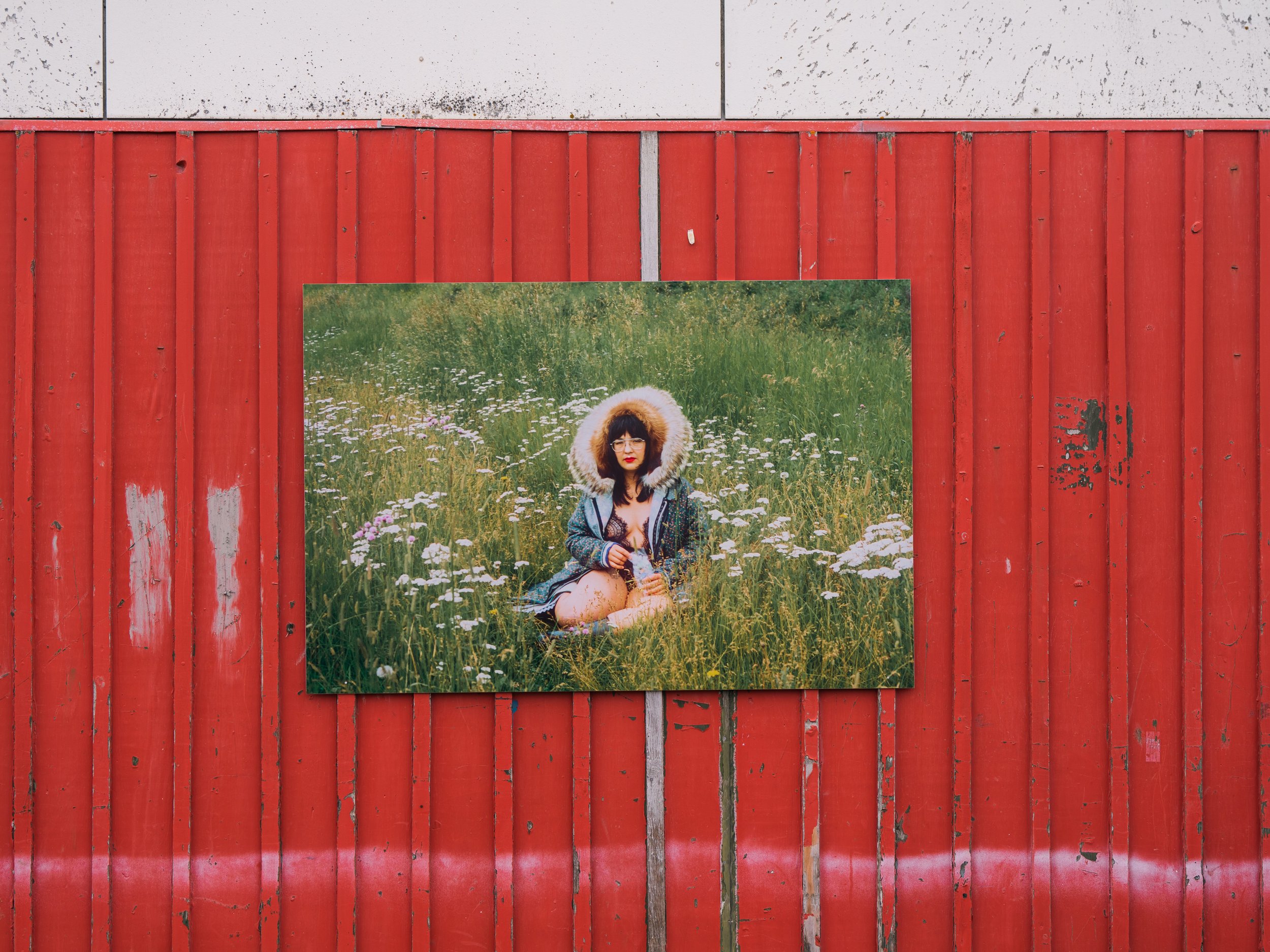  Kablusiak’s work at  Stitching Together  during the Nuuk Nordic Festival. Nuuk, Greenland. May 2023. Photograph by Bronson Jacque. 