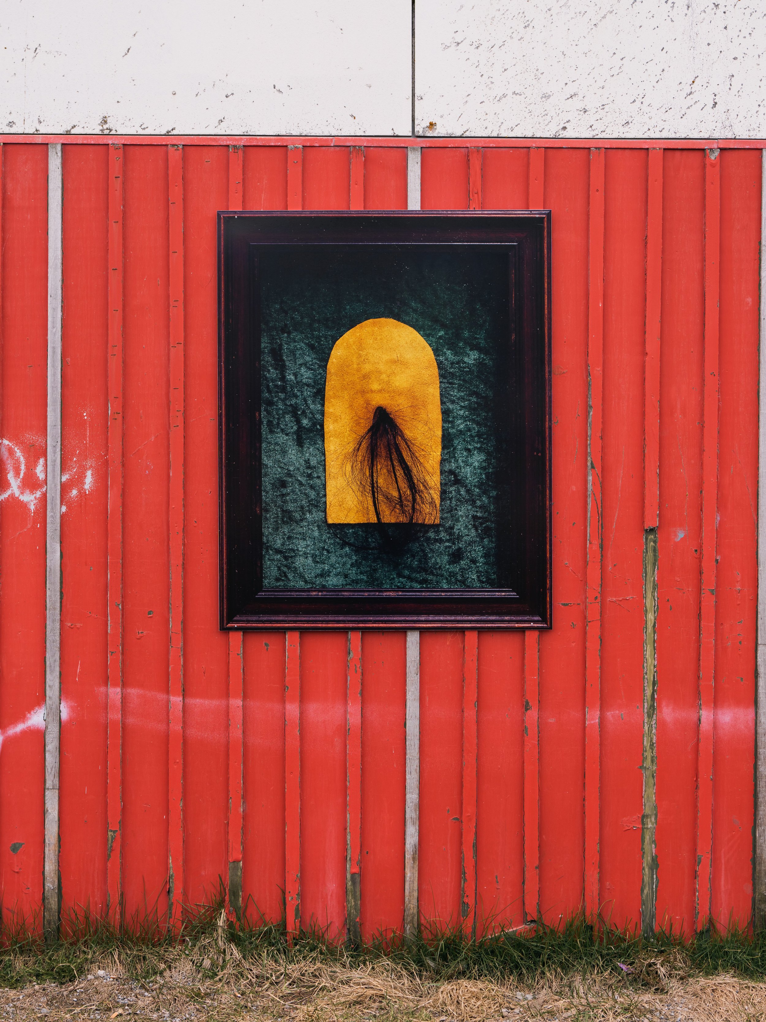  Kablusiak’s work at  Stitching Together  during the Nuuk Nordic Festival. Nuuk, Greenland. May 2023. Photograph by Bronson Jacque. 