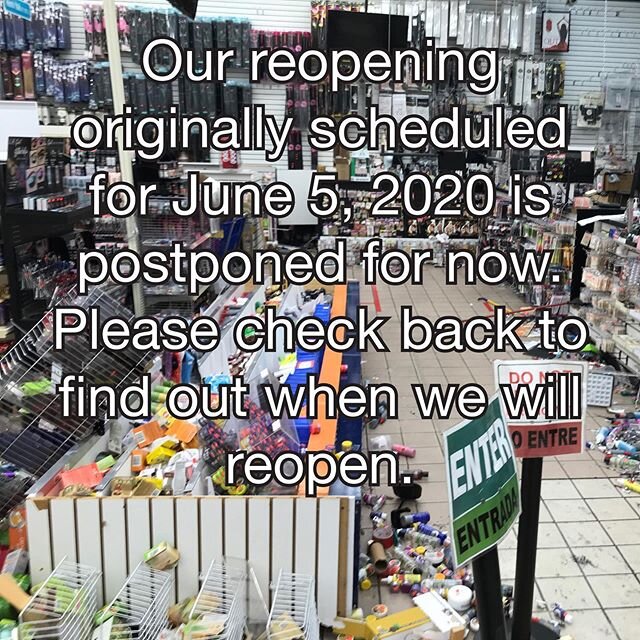 First, let&rsquo;s get official business out of the way. We will be postponing our reopening to make repairs and clean up after our store was broken into and vandalized on the night of May 31, 2020. No one was hurt. Just some property damage and some
