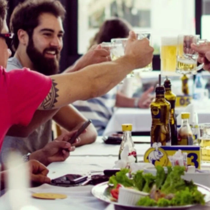 Savor your favorite meal at a local restaurant and catch up on your people watching