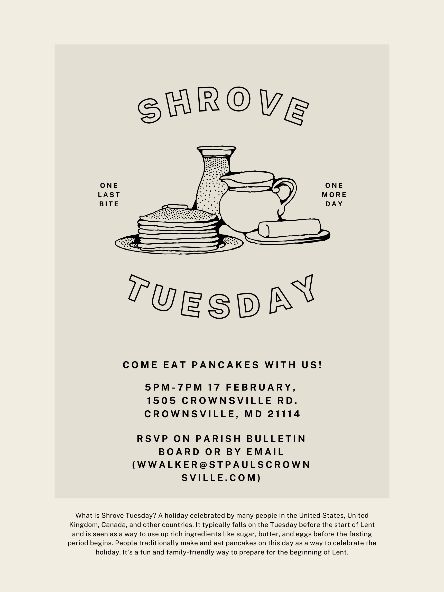 Shrove Tuesday Pancake Supper