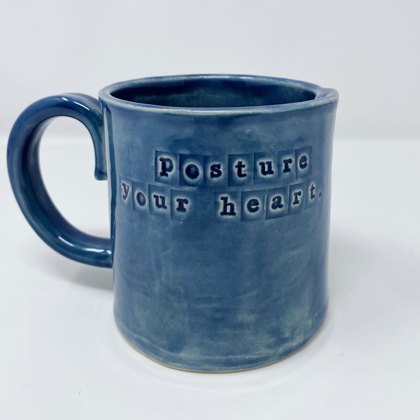 Hand built clay mug with hand stamped words &ldquo;Posture your heart.&rdquo;

Microwave, dishwasher, and food safe

Made with love

#tiffanystephensart #getyourhandsdirty #enlighten #postureyourheart #withlove #imperfect #impermanent #wabisabi #hand