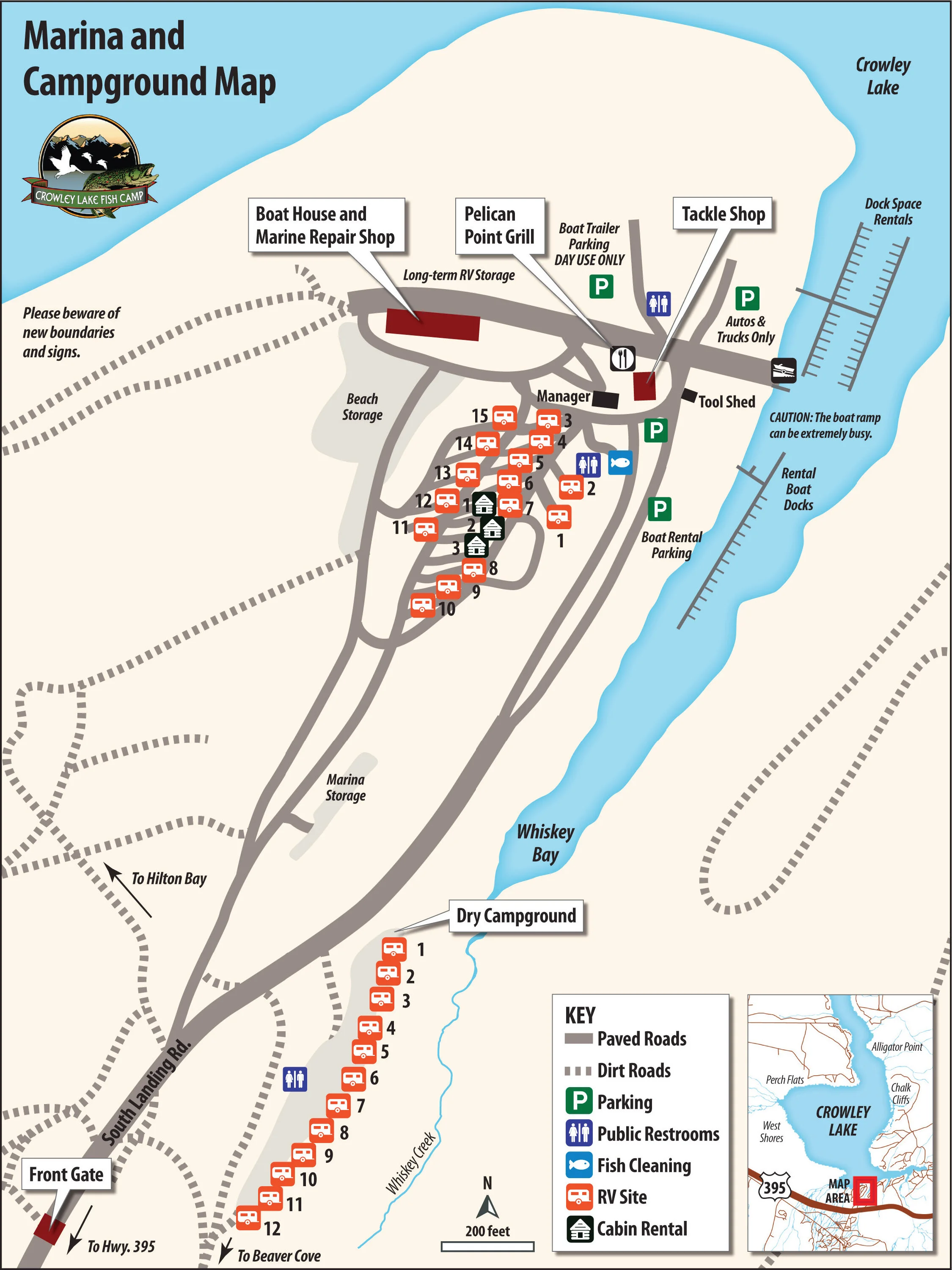 Need a map of the area? Download maps of Crowley Lake Fish Camp
