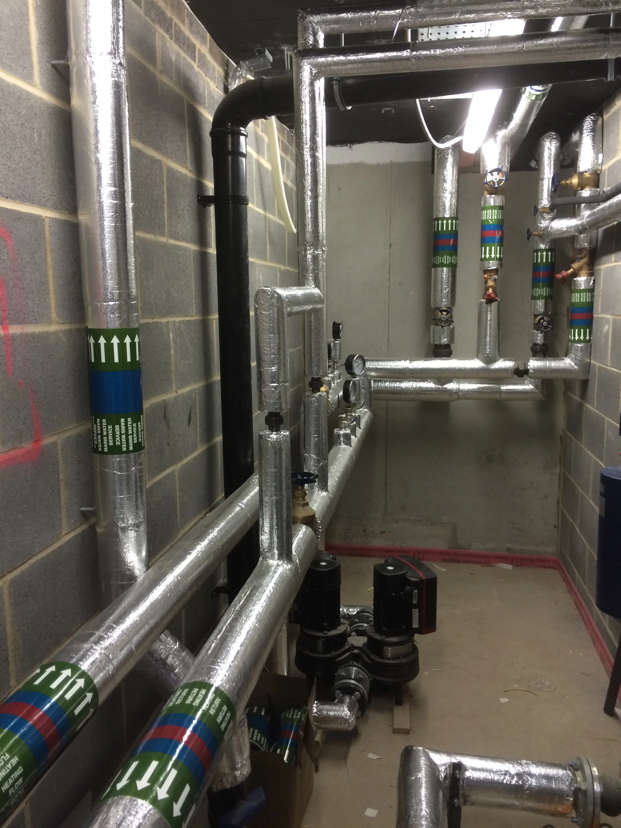 Foil faced sectional to plantroom pipework