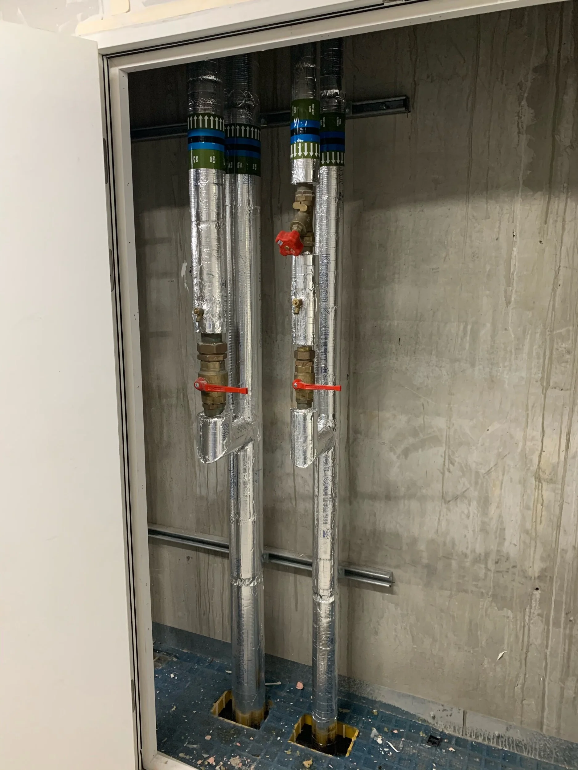 Phenolic sections to riser pipework