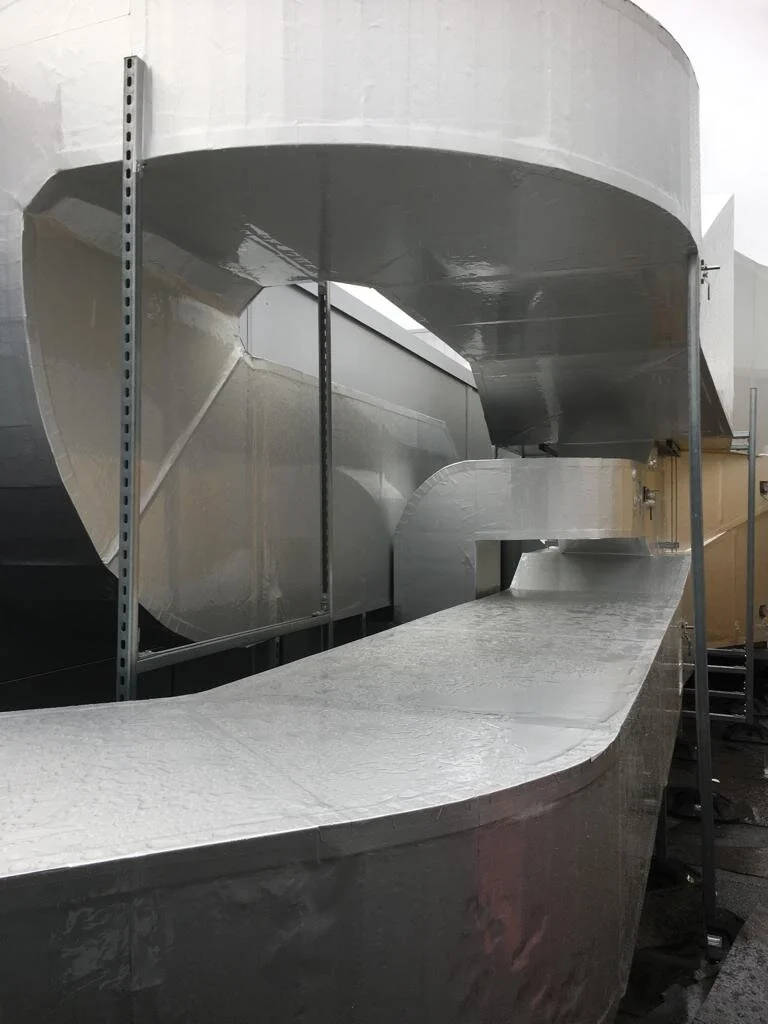 PIR board and venture clad to duct work