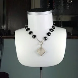 Square Frosted Vintage Chandelier Crystal on Black Chandelier Strand