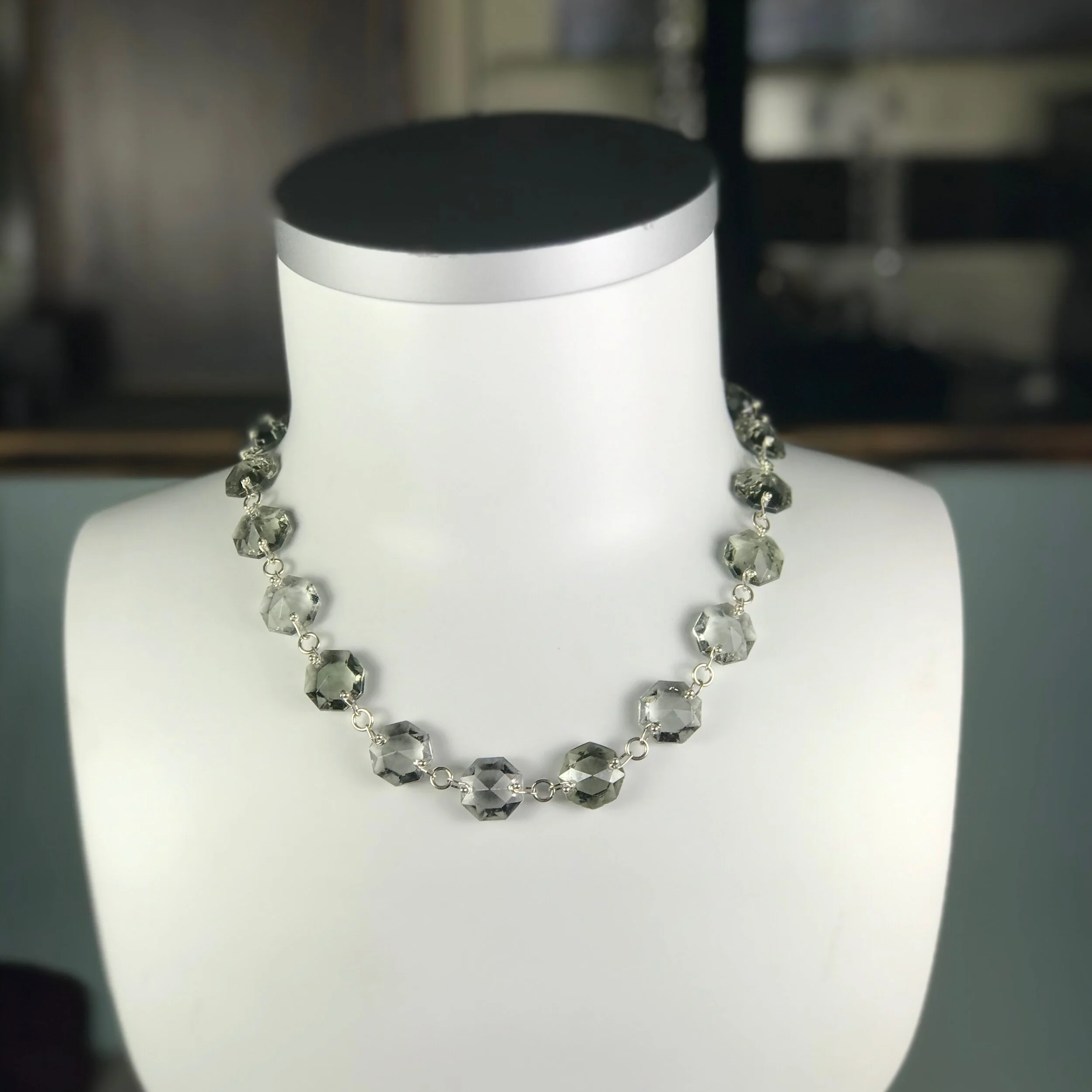 Grey  Vintage Chandelier Crystal Strand