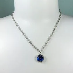 Royal Blue Vintage Crystal Chandelier Necklace