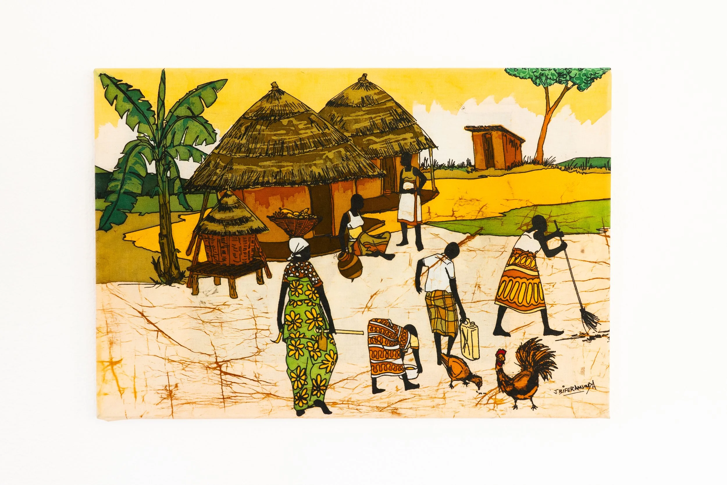 Hand-painted Batik Art People at Home