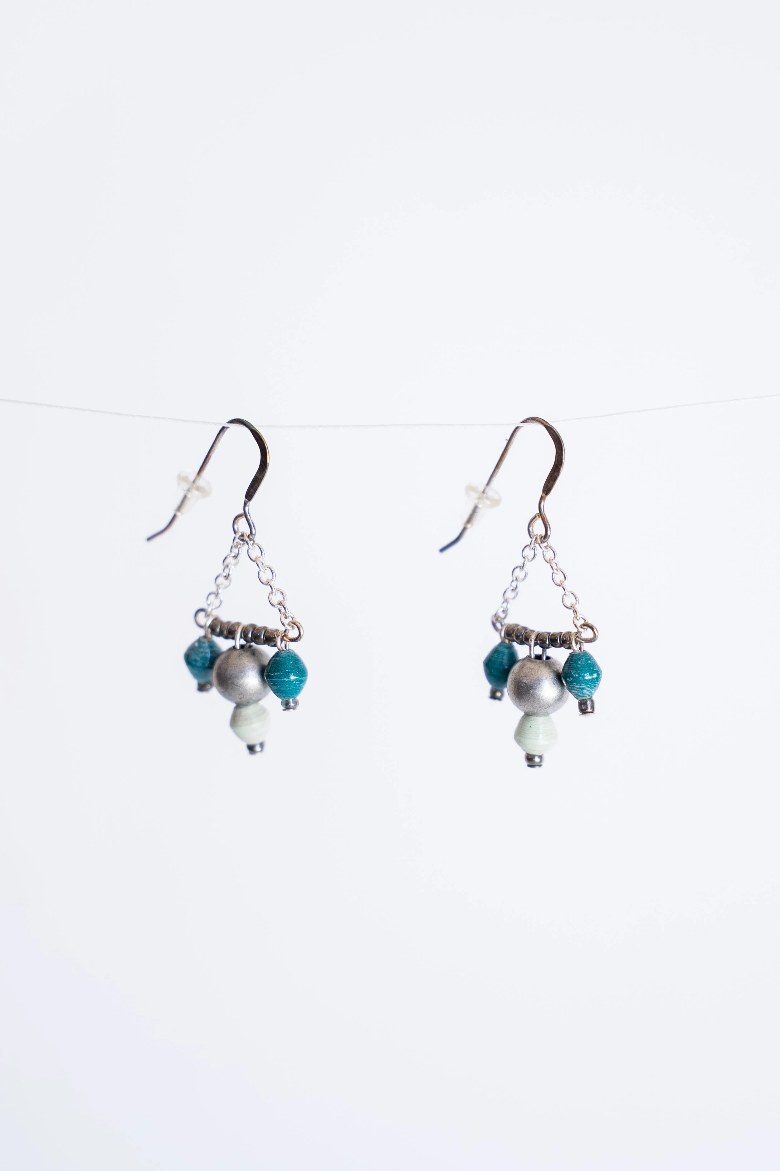 Silver and Blue Chandelier Dangling Earrings