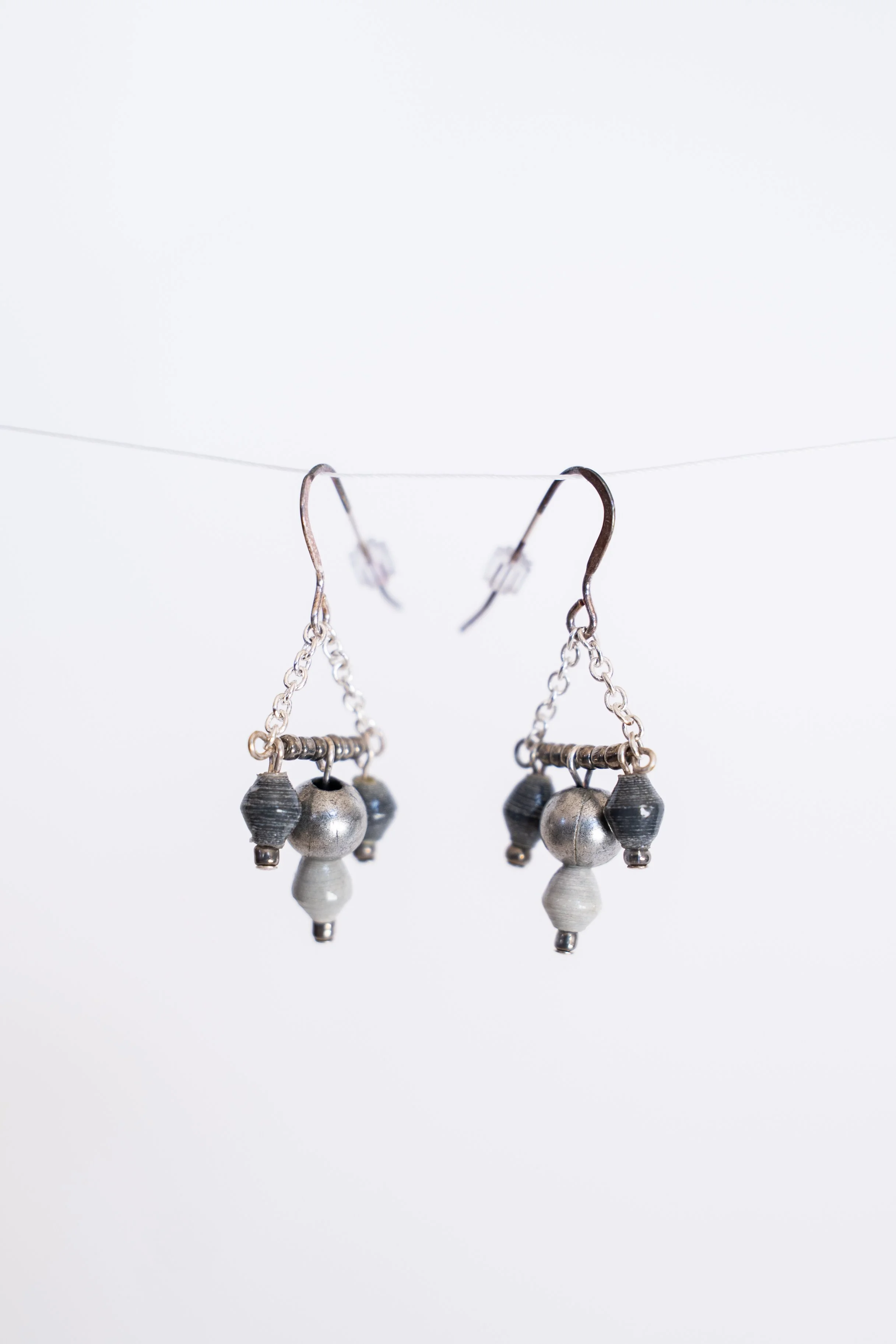 Gray and Silver Mini Chandelier Earrings