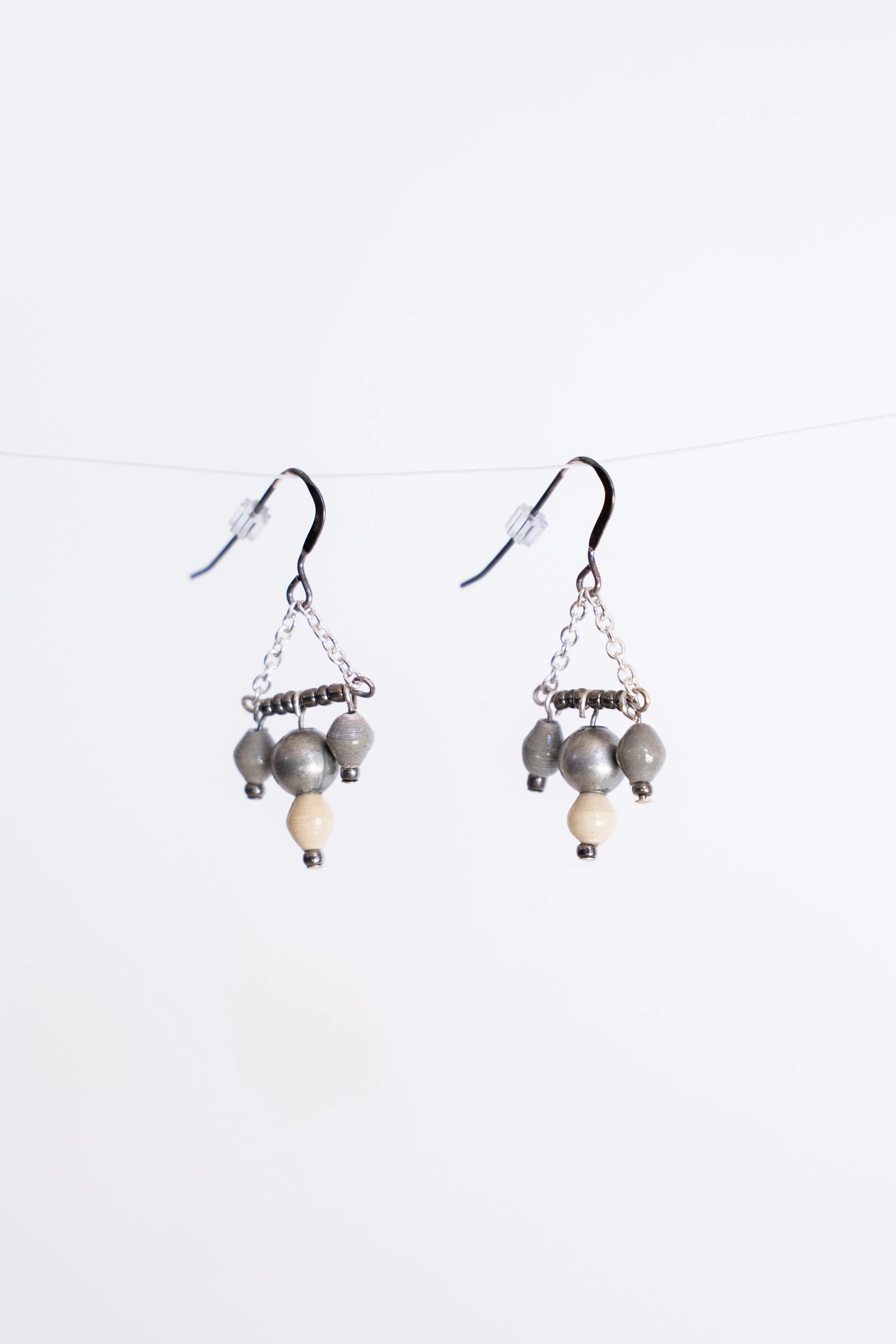 White and Silver Chandelier Dangling Earrings