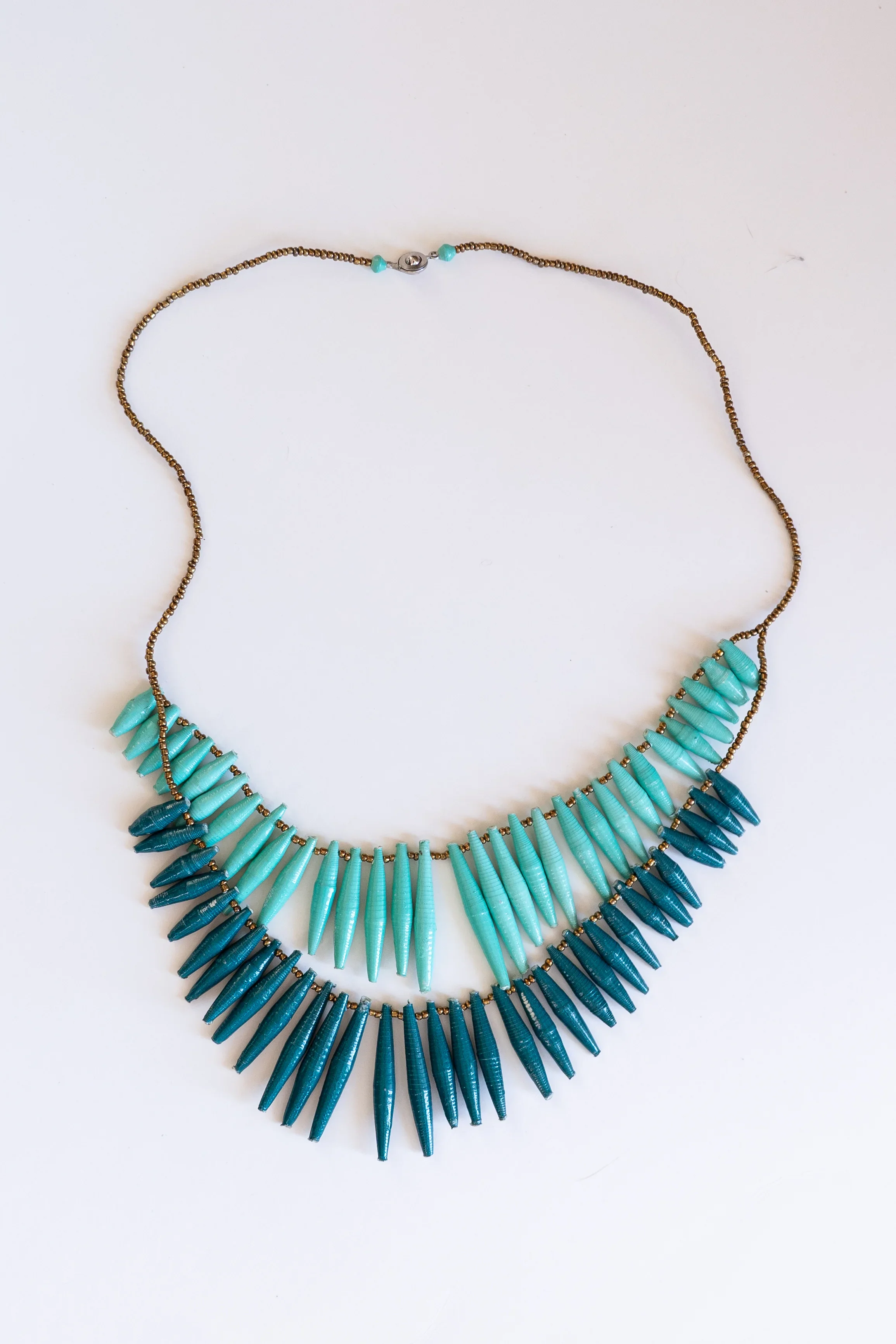 Two-Tiered Spiked Turquoise Artisan Necklace