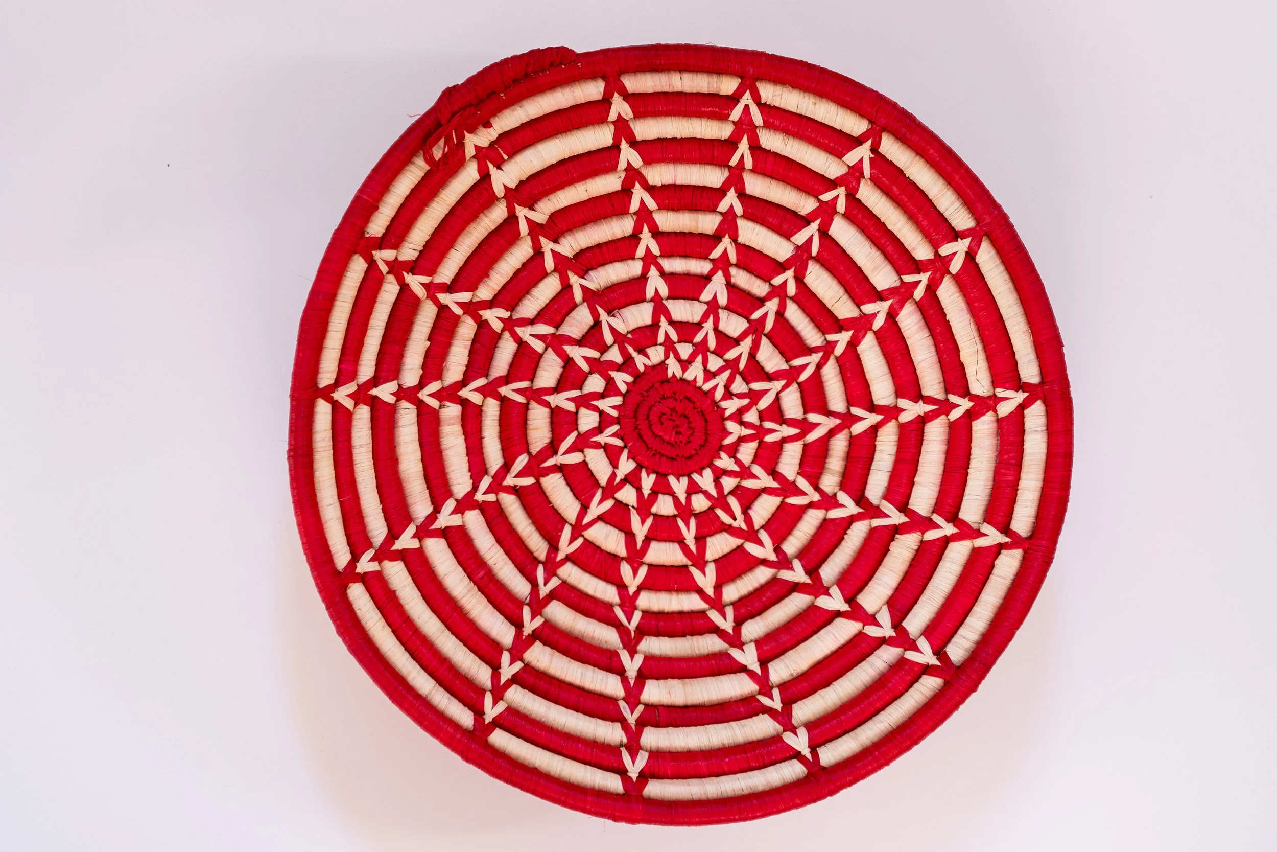 Pink/White Checkered Woven Basket