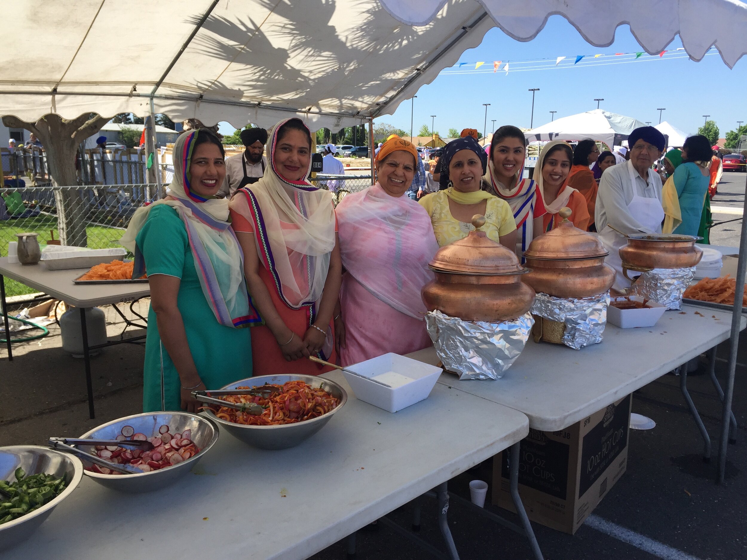 Food service line at Hola Mohalla festival in Merced, CA. 