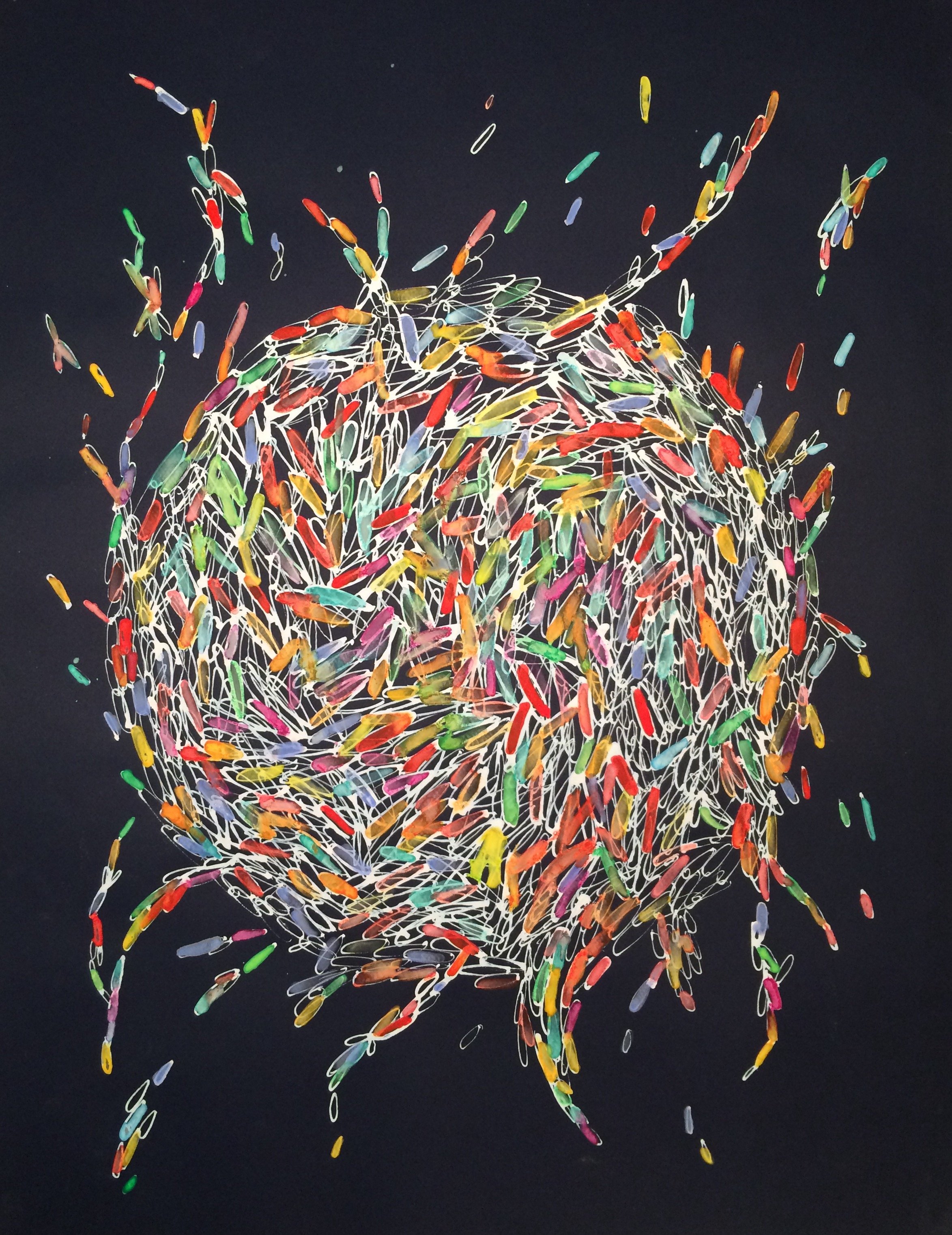    Swarm No. 1    (2016)  20” x 25”  Watercolor and White Ink on Paper 