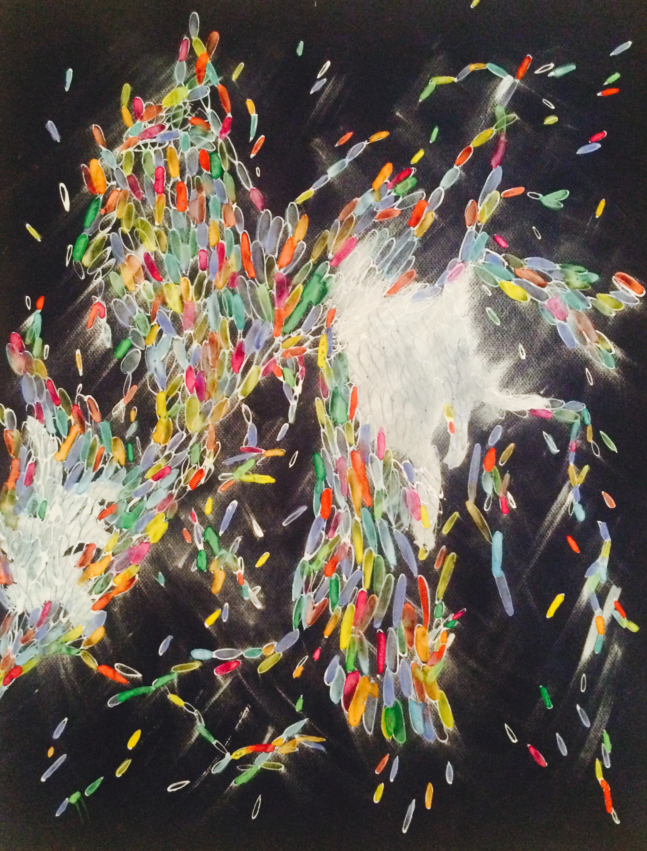    Swarm No. 3 In Light    (2016  20” x 25”  Watercolor and White Ink on Paper 