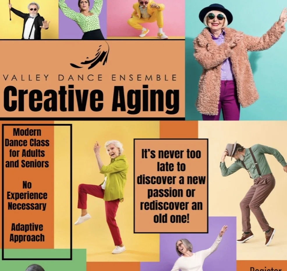 Moving with Grace - Creative Aging Through Modern Dance (Seniors & Adults) Mondays & Wednesdays 9:30-10:30 am Early Summer 5 week session