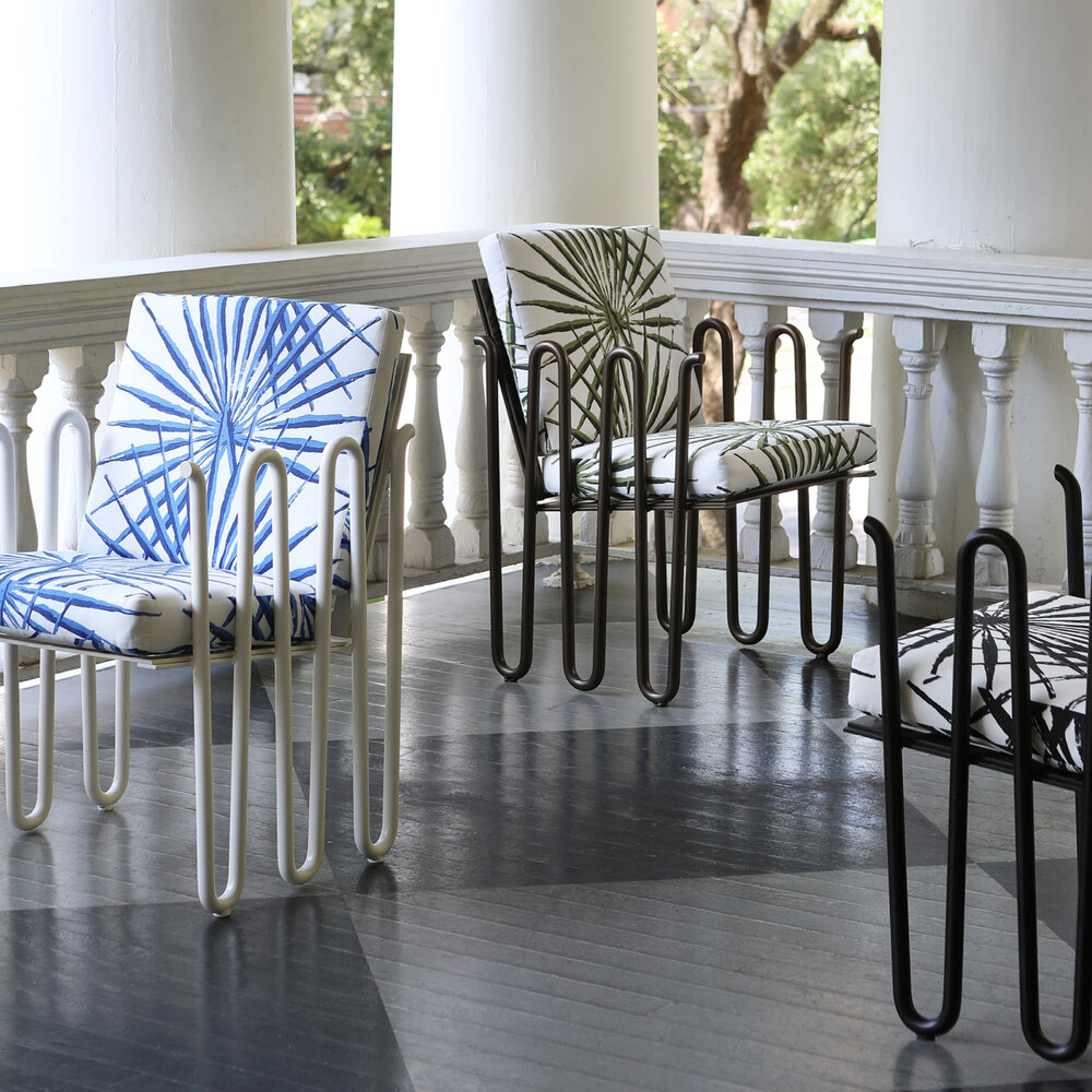 Coliseum Club Chair | Blue Palm with White — Doorman