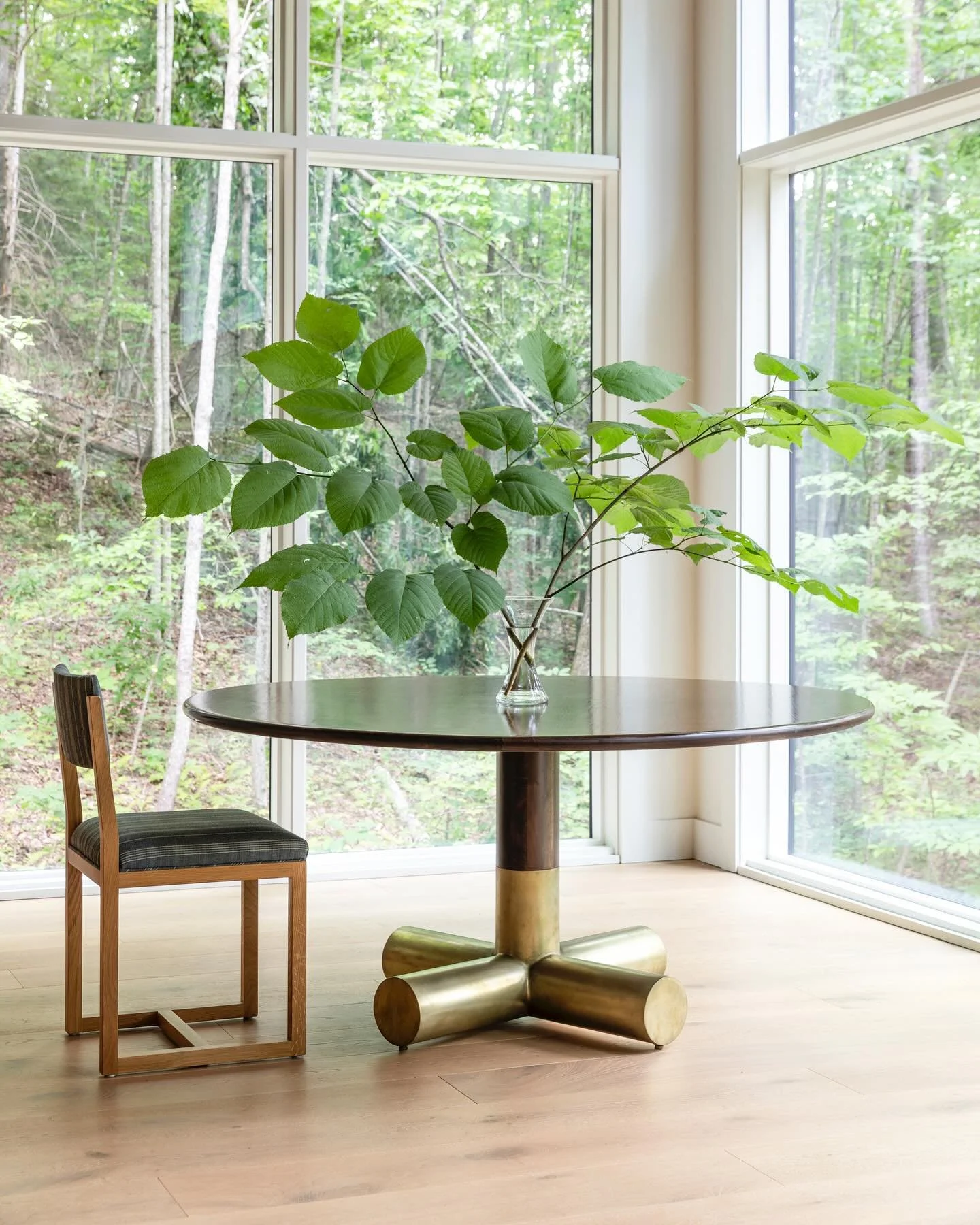 New Teche table in a handsome new finish&mdash;unlacquered brass and walnut! Meant to patina and darken over time, I love how this table looks like a rare vintage find from day one.