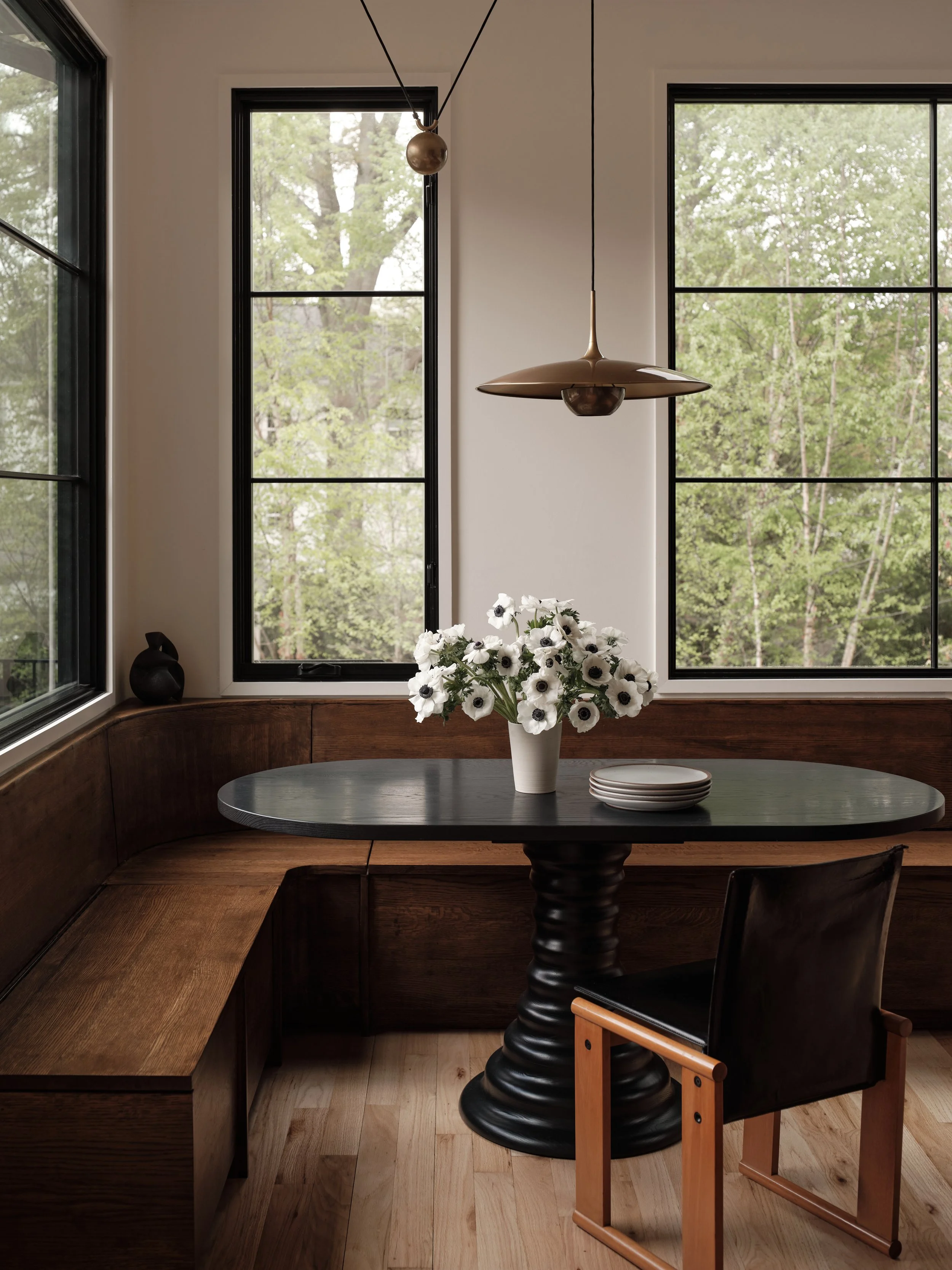 Amelia Single Pedestal Table in Ebony Oak for Laura W. Jenkins