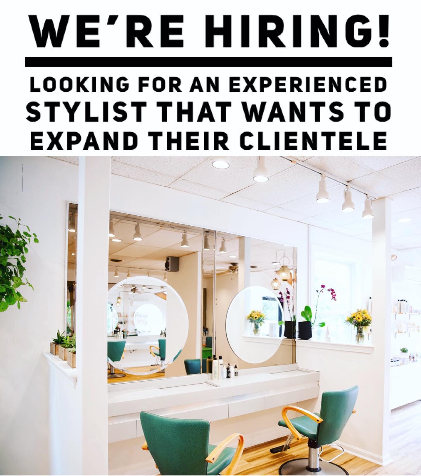 💚 We are a team of stylists who are passionate about non-toxic beauty and sustainability conscious products. We are excited our salon is growing quickly and it is time for us to expand our team of passionate professionals . We are located in the flo