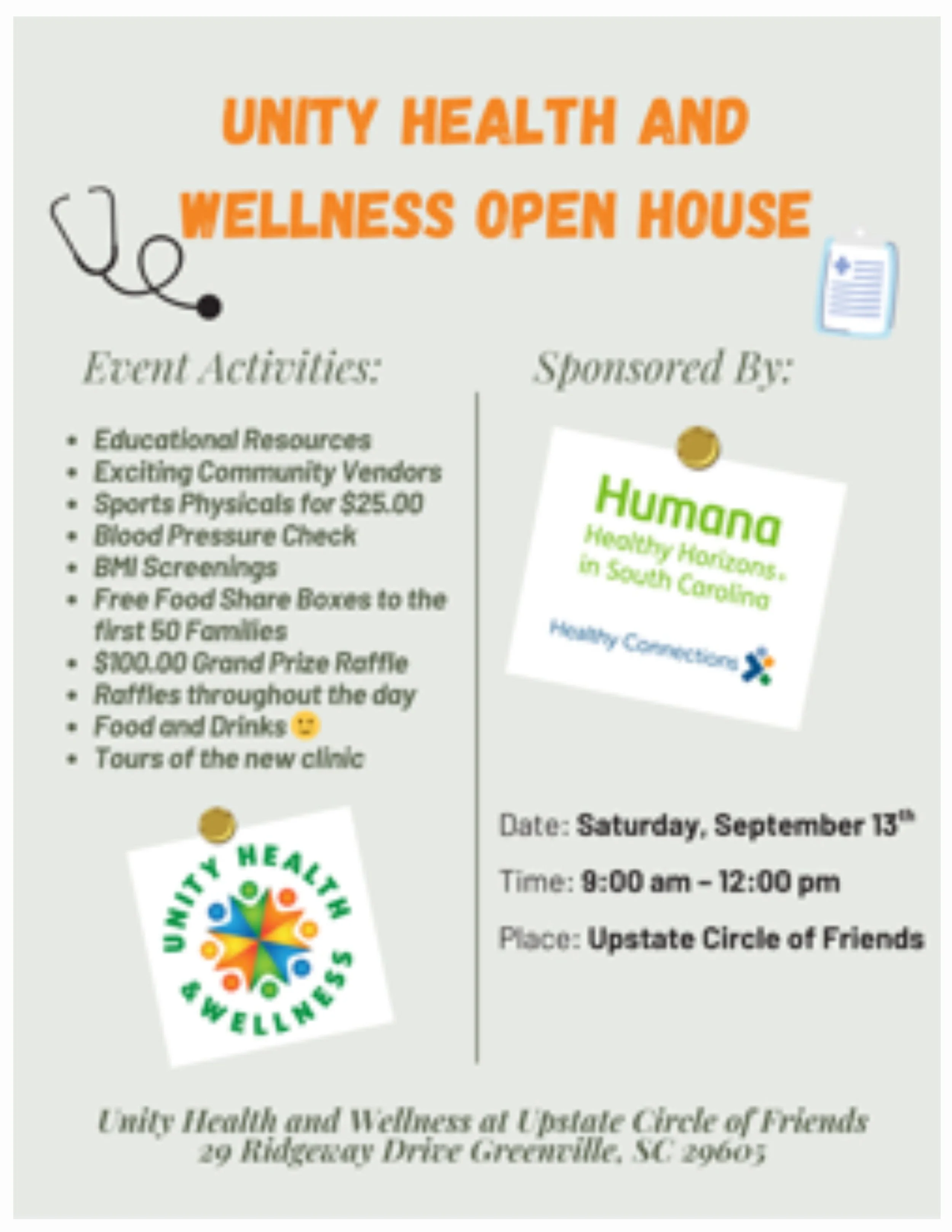 Unity Health and Wellness Open House!