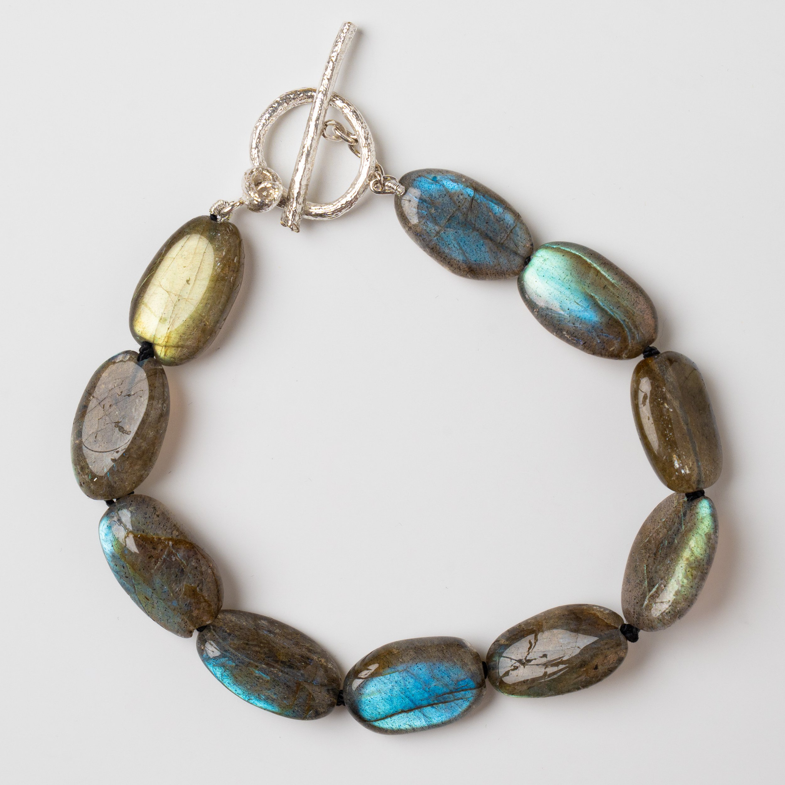 Labradorite Pebble Bead Bracelet with Sterling Silver Toggle Clasp by Tanya Stiegler Designs