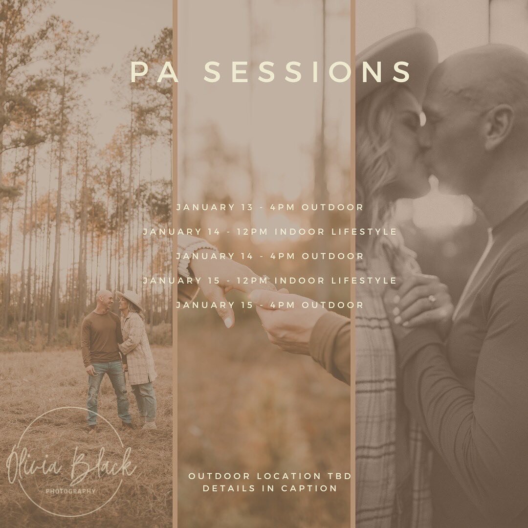 ✨Listen up PA friends &amp; fam ✨ 

I&rsquo;ve opened a few days and times for some sessions when visiting home in January. These sessions will be available to couples and families. 

I&rsquo;ll be offering two types of sessions since ❄️ 🥶&hellip;. 