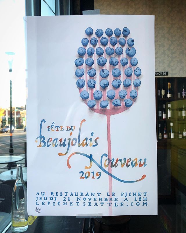 Tomorrow night&rsquo;s the night!  Please join us for our 19th annual Beaujolais Nouveau fete!  Thursday, November 21, starting at 6 pm.  See you then!  #lepichet #lepichetseattle #beaujolaisnouveau #fetedebeaujolais