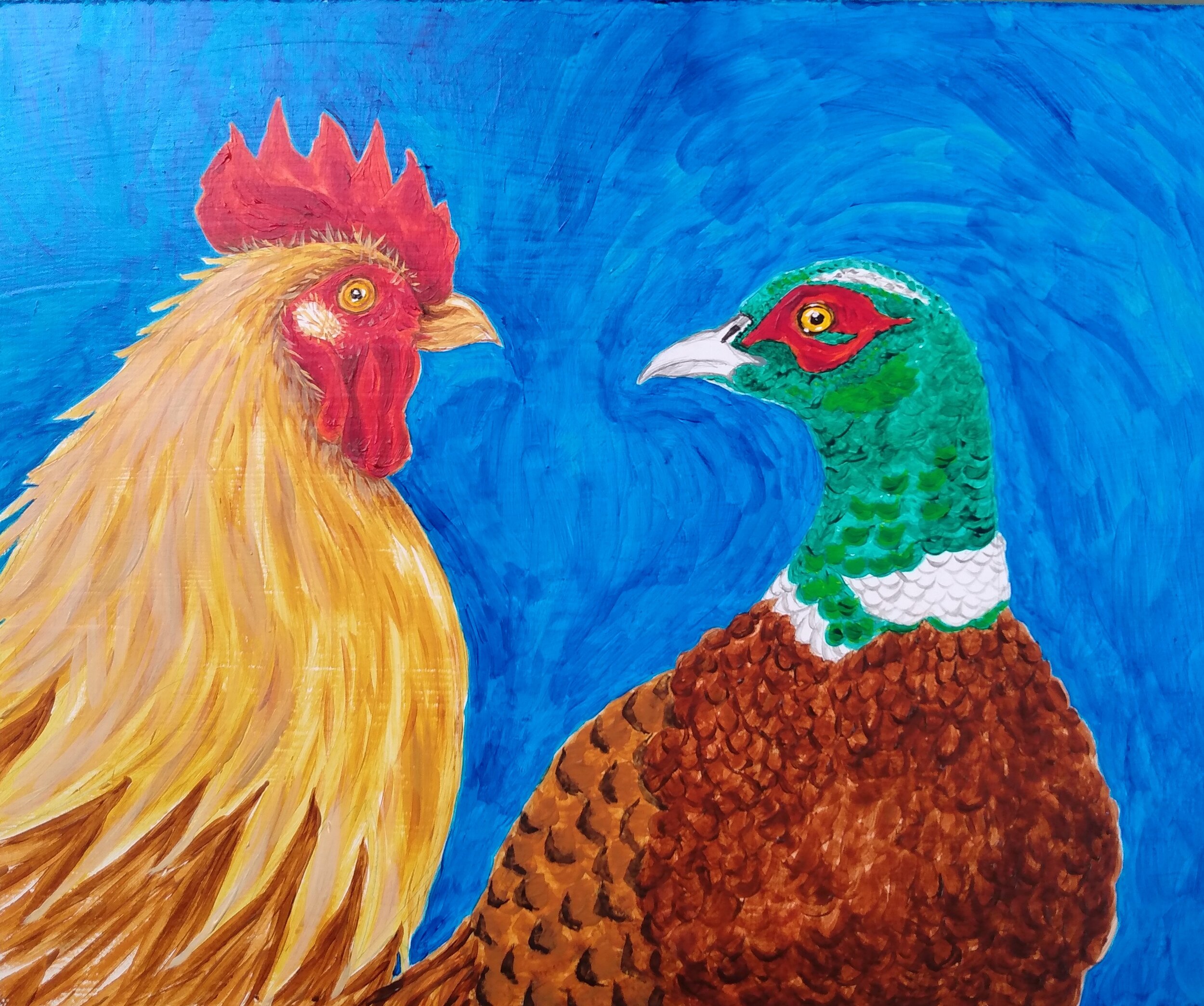 Pheasand and Yellow Rooster 2.jpg
