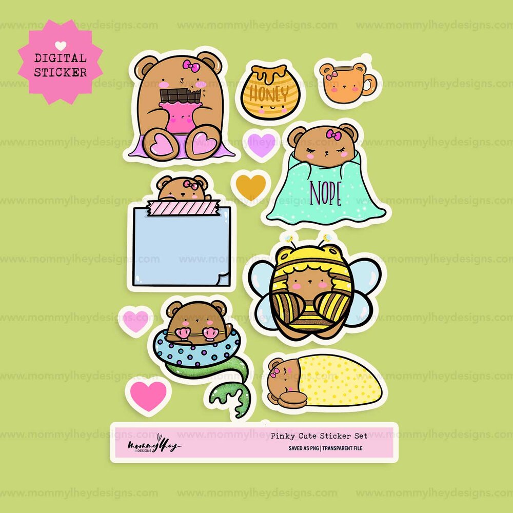 Pinky Cute Sticker Set — MOMMY LHEY DESIGNS