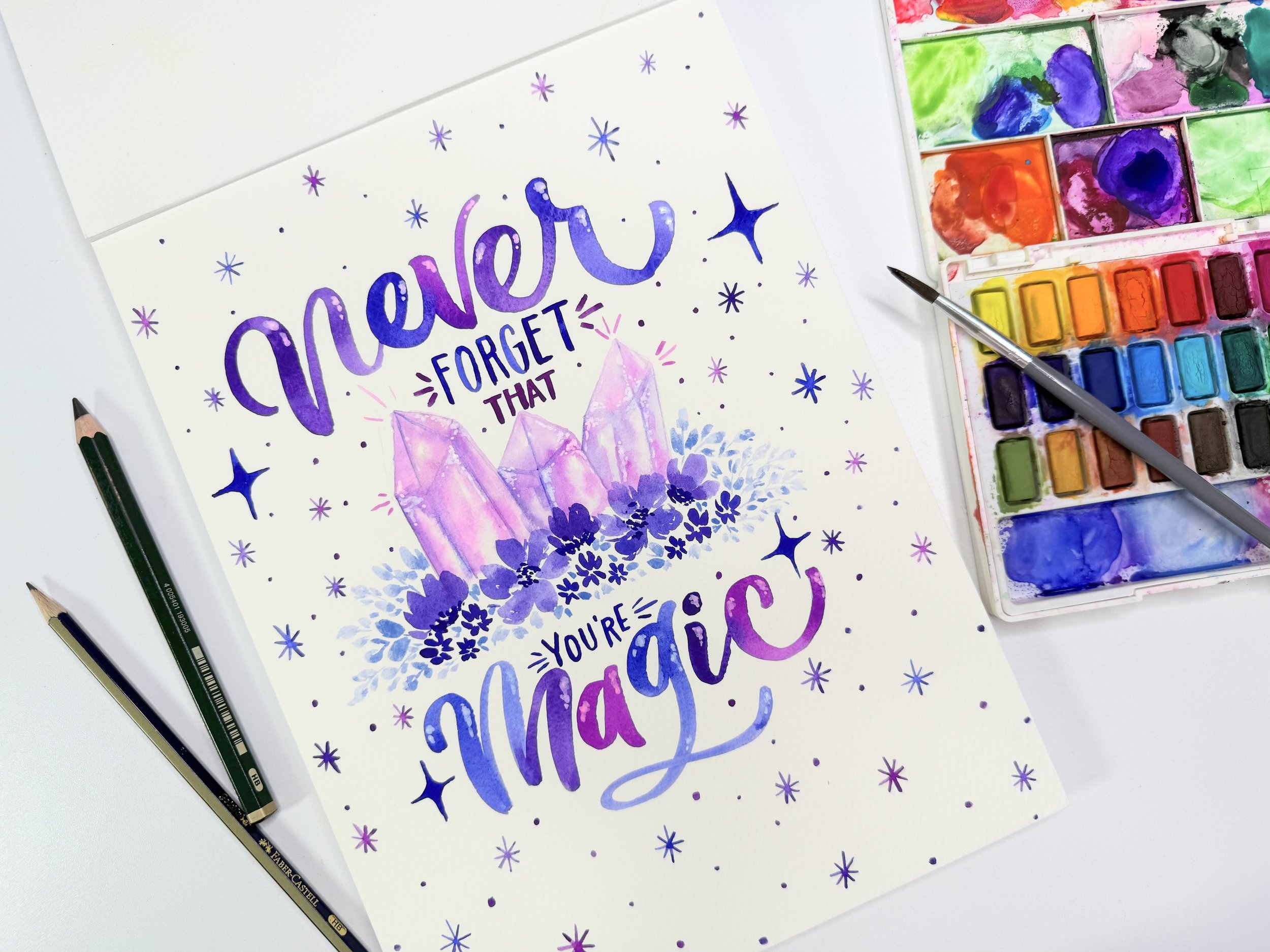 Crystal Magic: Handlettering & Watercolors with Faber-Castell
