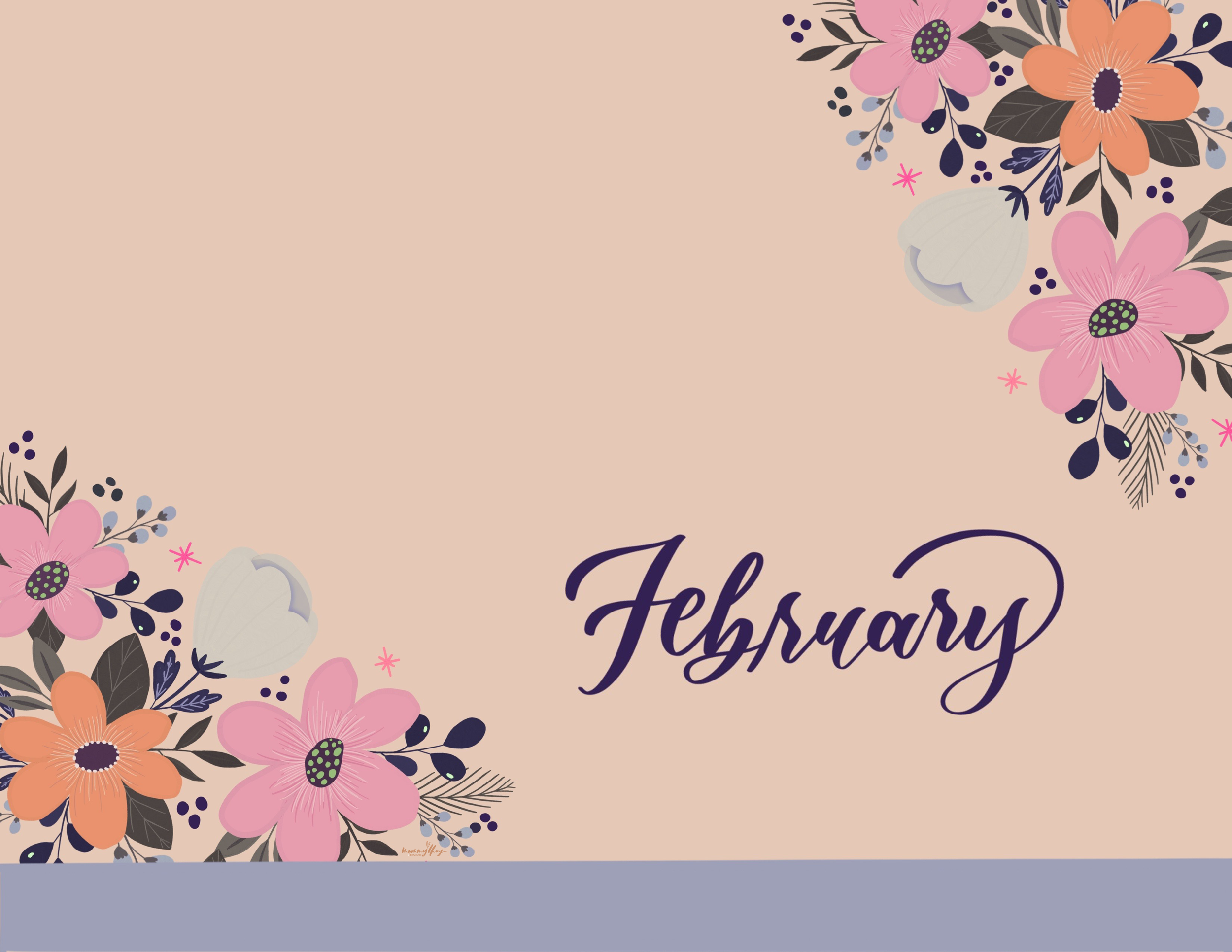 Free Cute February Desktop Wallpaper template