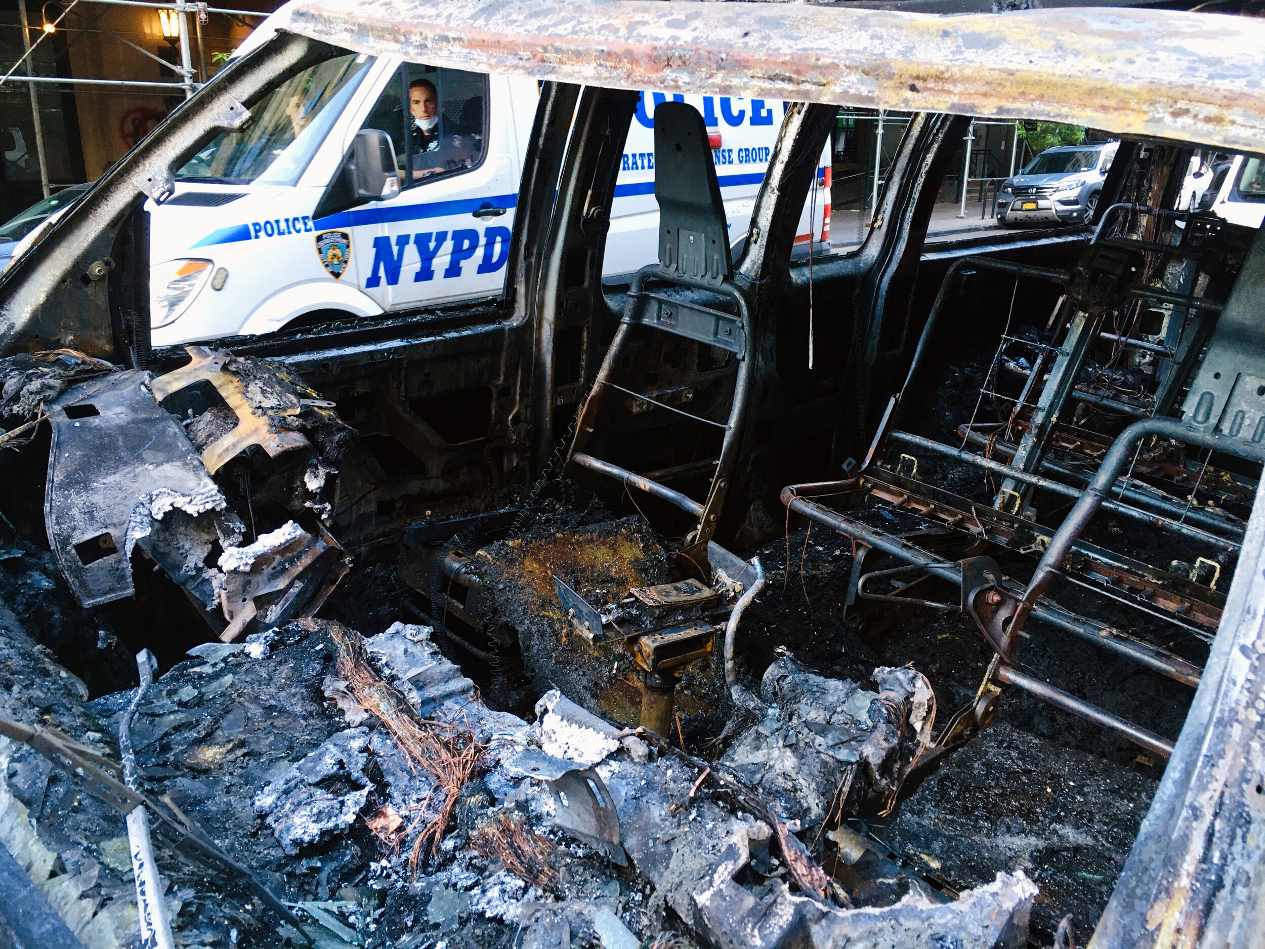  Torched NYPD van near Union Square.  