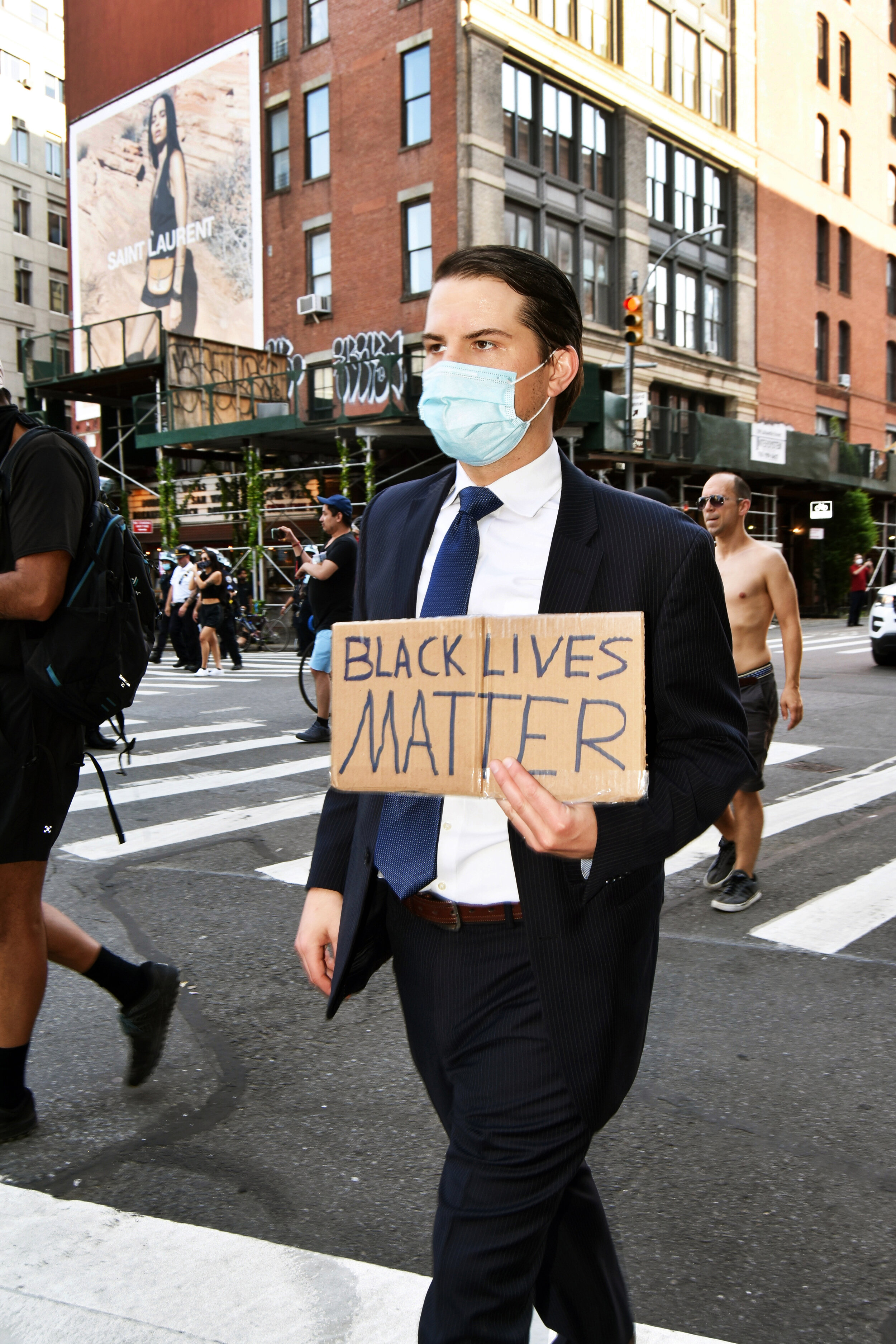  Suited up BLM protestor. 