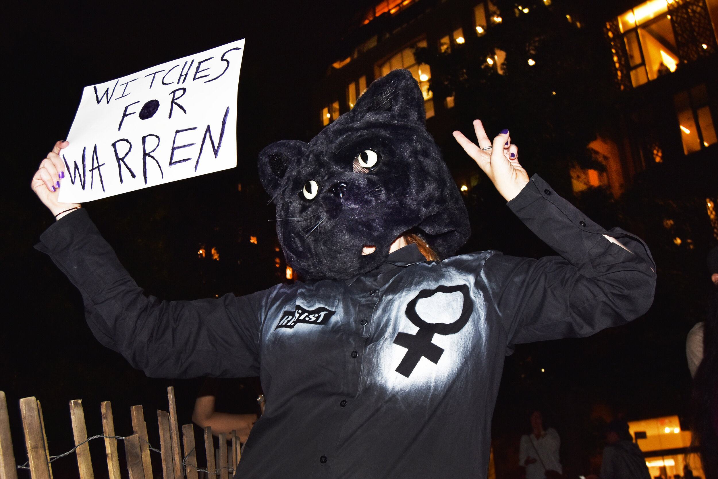  Witch in support of  Elizabeth Warren at a Washington Square Park rally. 