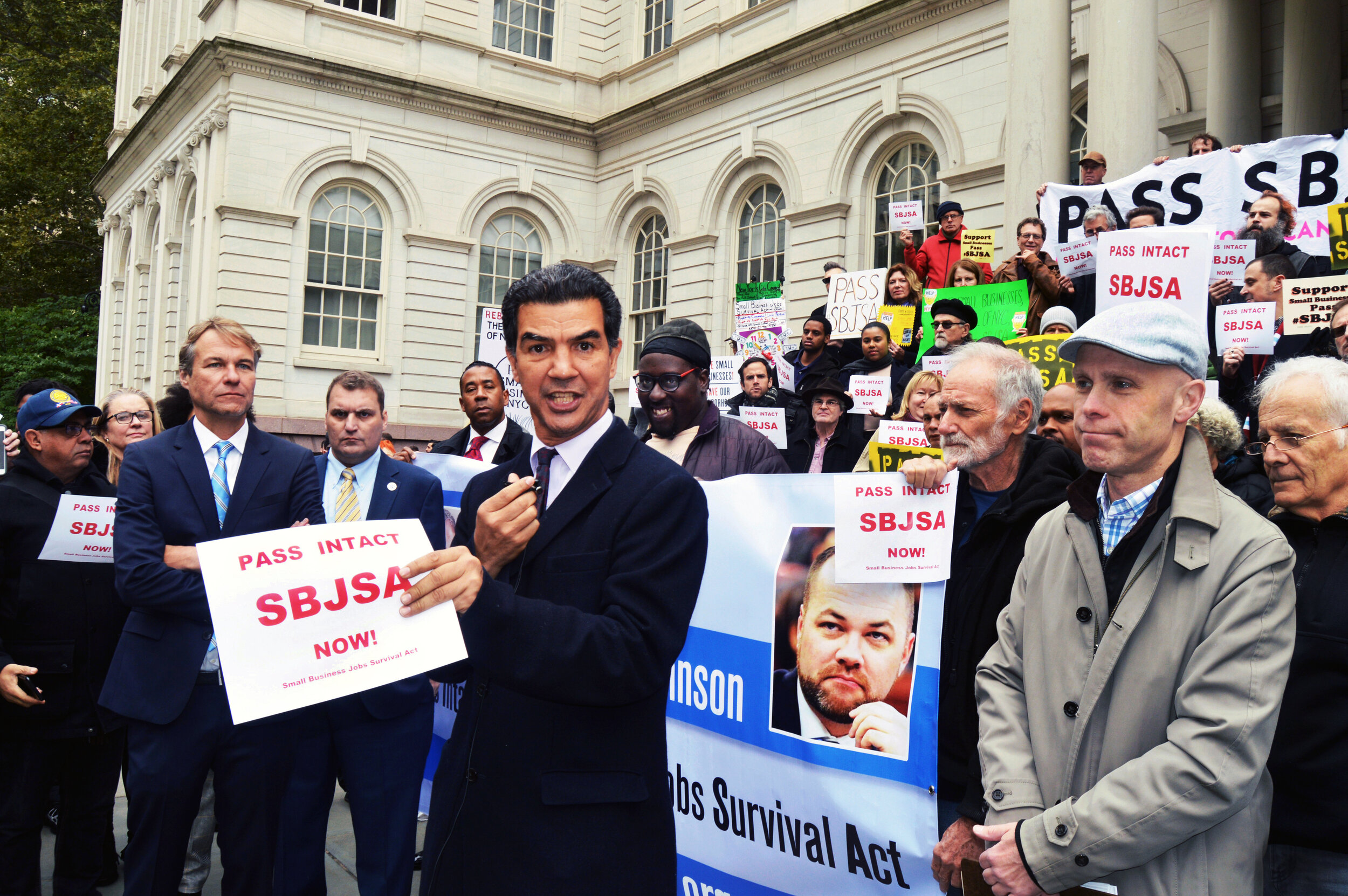  Council Member Ydanis Rodriguez at City Hall in support of the SBJSA. 