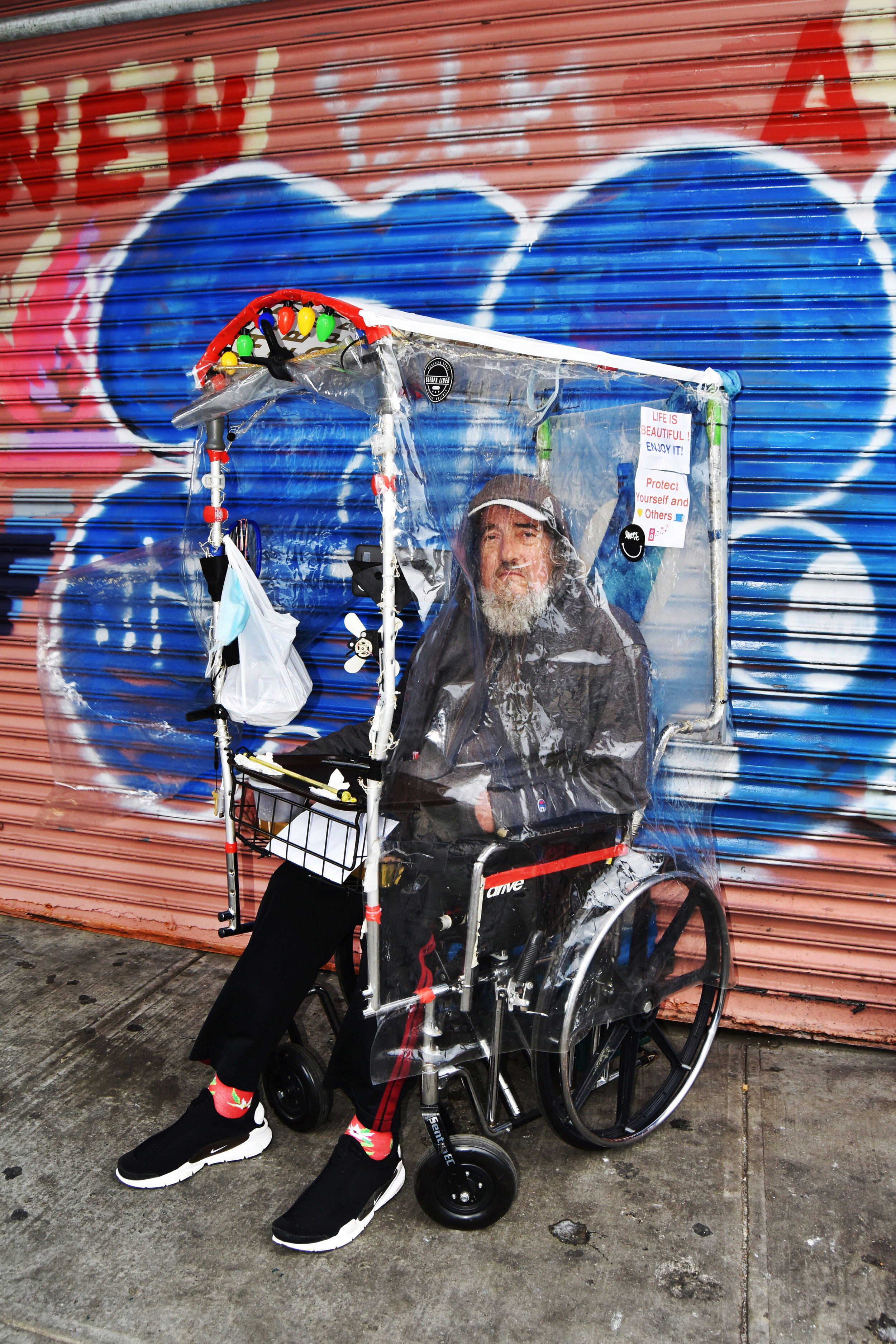  Plastic protected on the Bowery. 