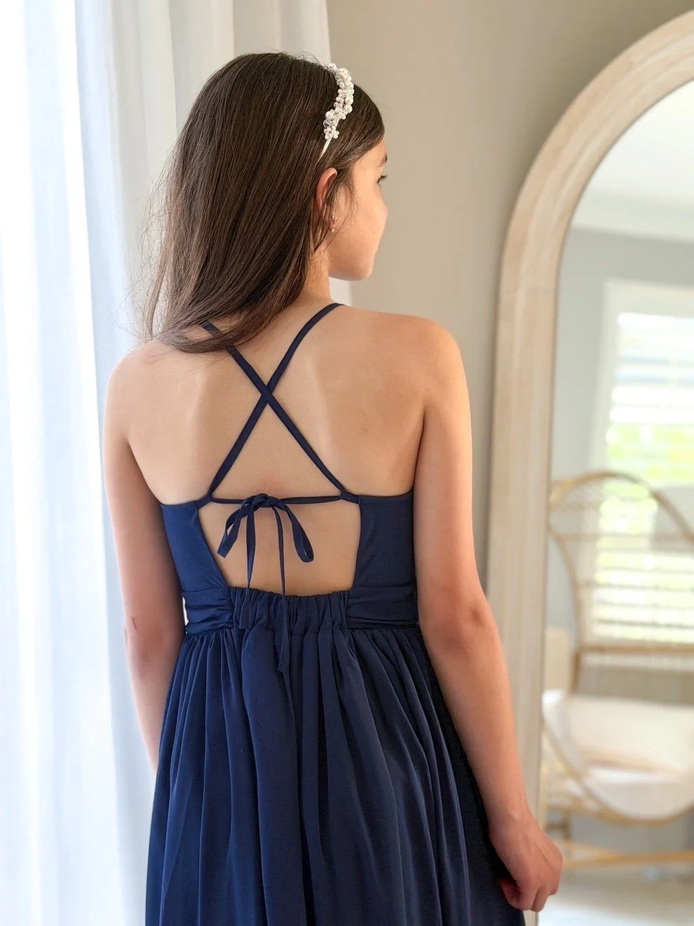 Delphine Girls Navy Blue Dress