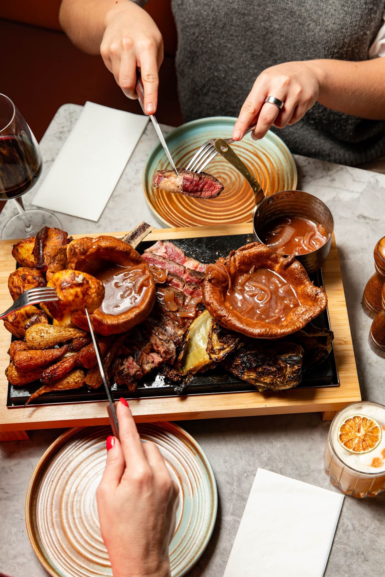 Sharing Sunday roast with Cote de boeuf steak