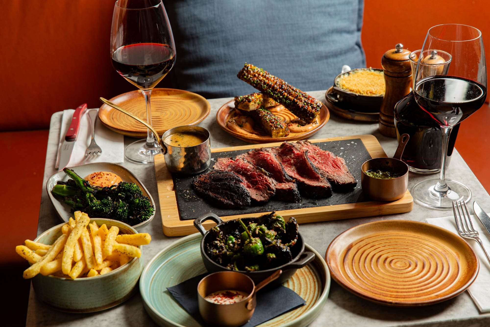 Picanha steak sharing dinner with Argentinian Malbec at Kindling Brighton