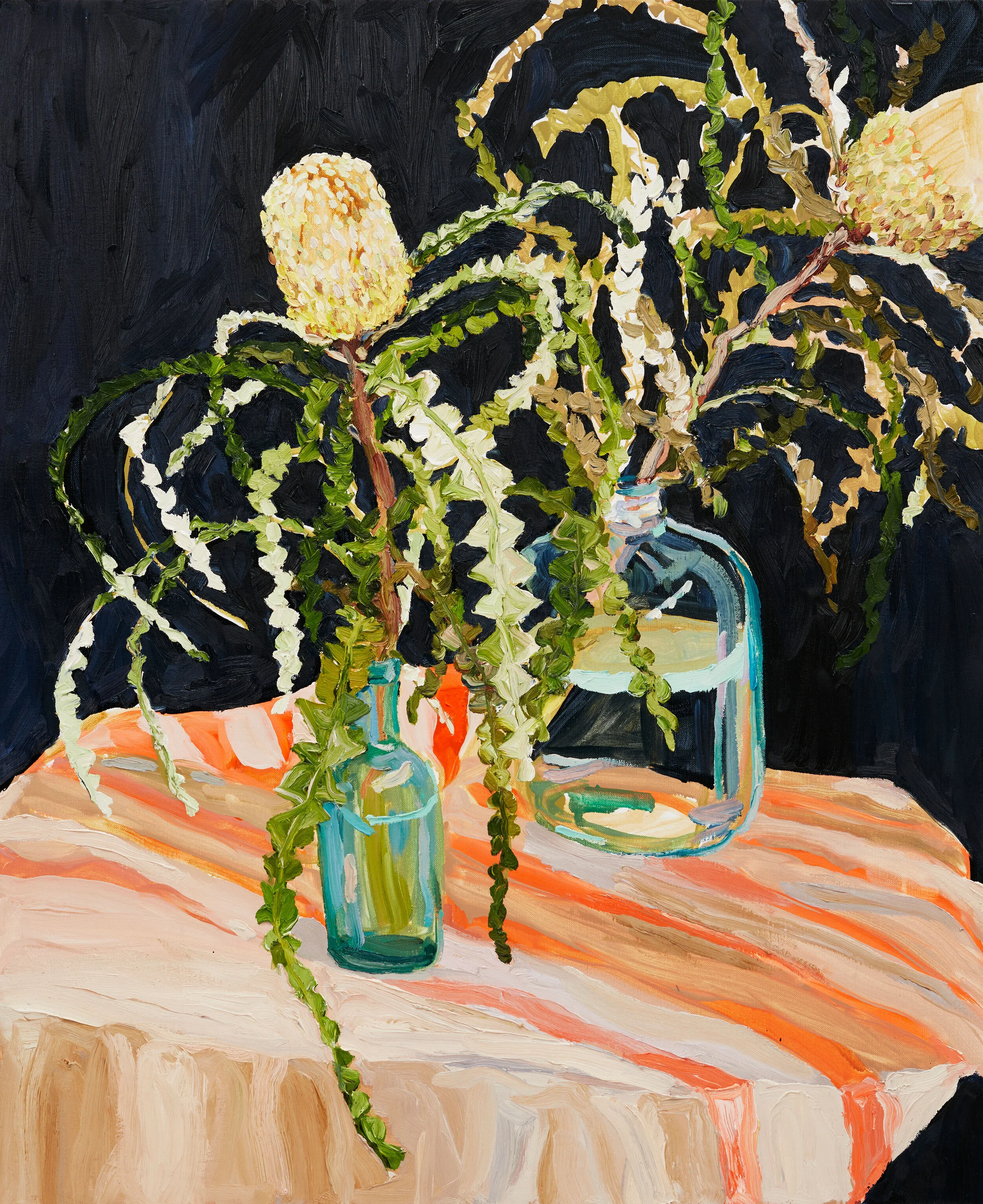 Banksia Speciosa and striped cloth