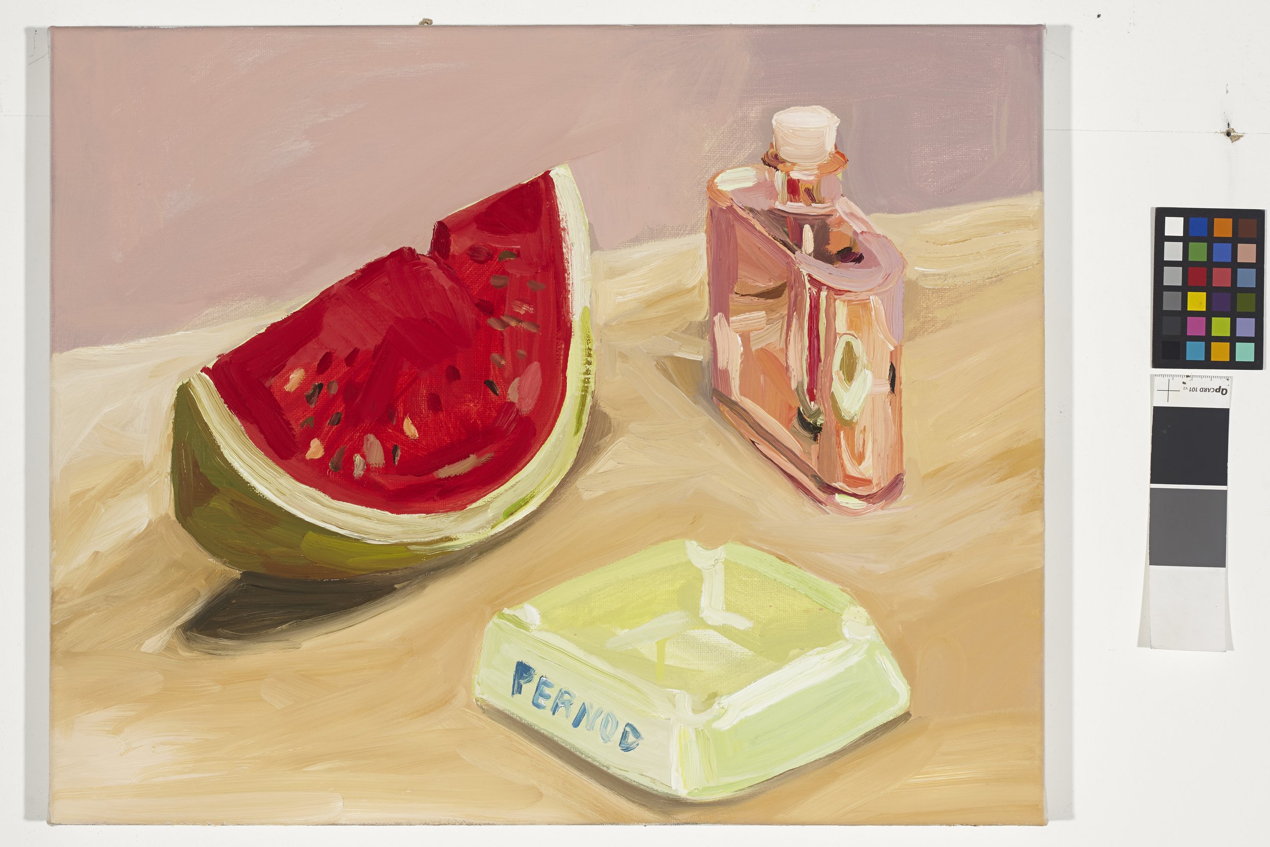 Watermelon, flask and ashtray 